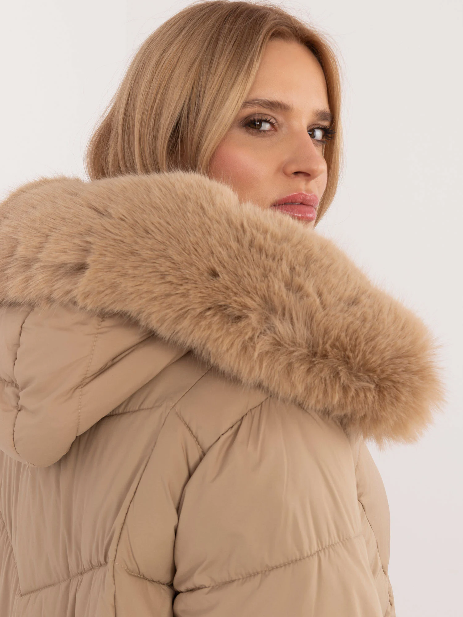 Jacheta Dama Guler inalt, Poliester, Wind Line, Camel Casual - imagine 3