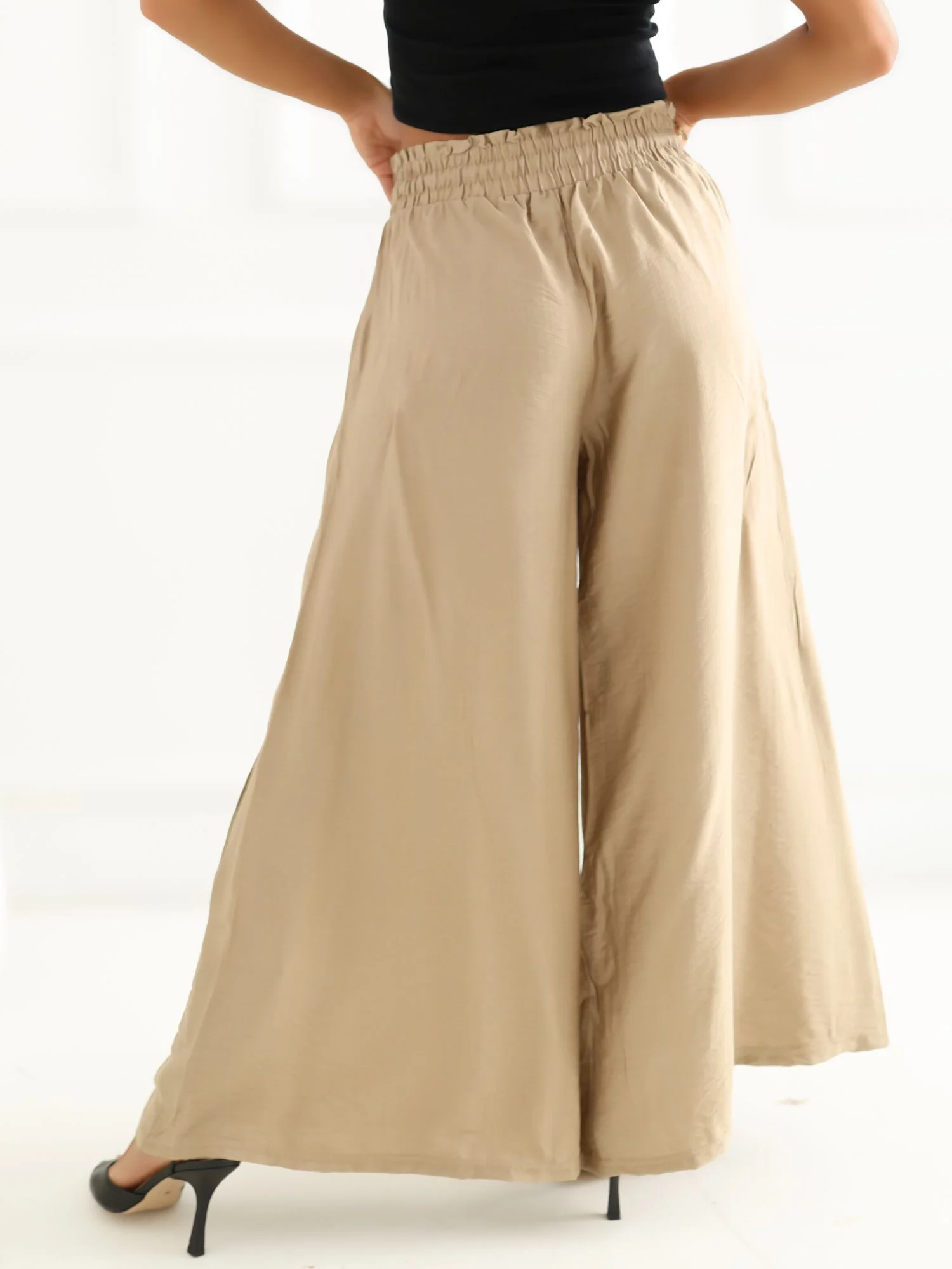 Pantaloni Dama 7/8, Larga, LUNA&MIELE, Camel - imagine 5