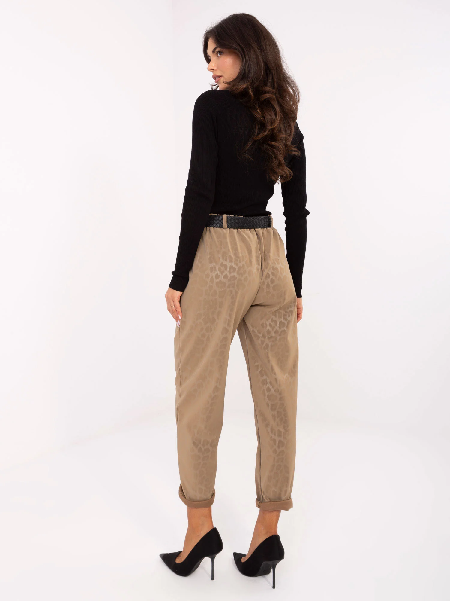 Pantaloni Dama Animal print, Conica, MODA ITALY, Camel Casual - imagine 2