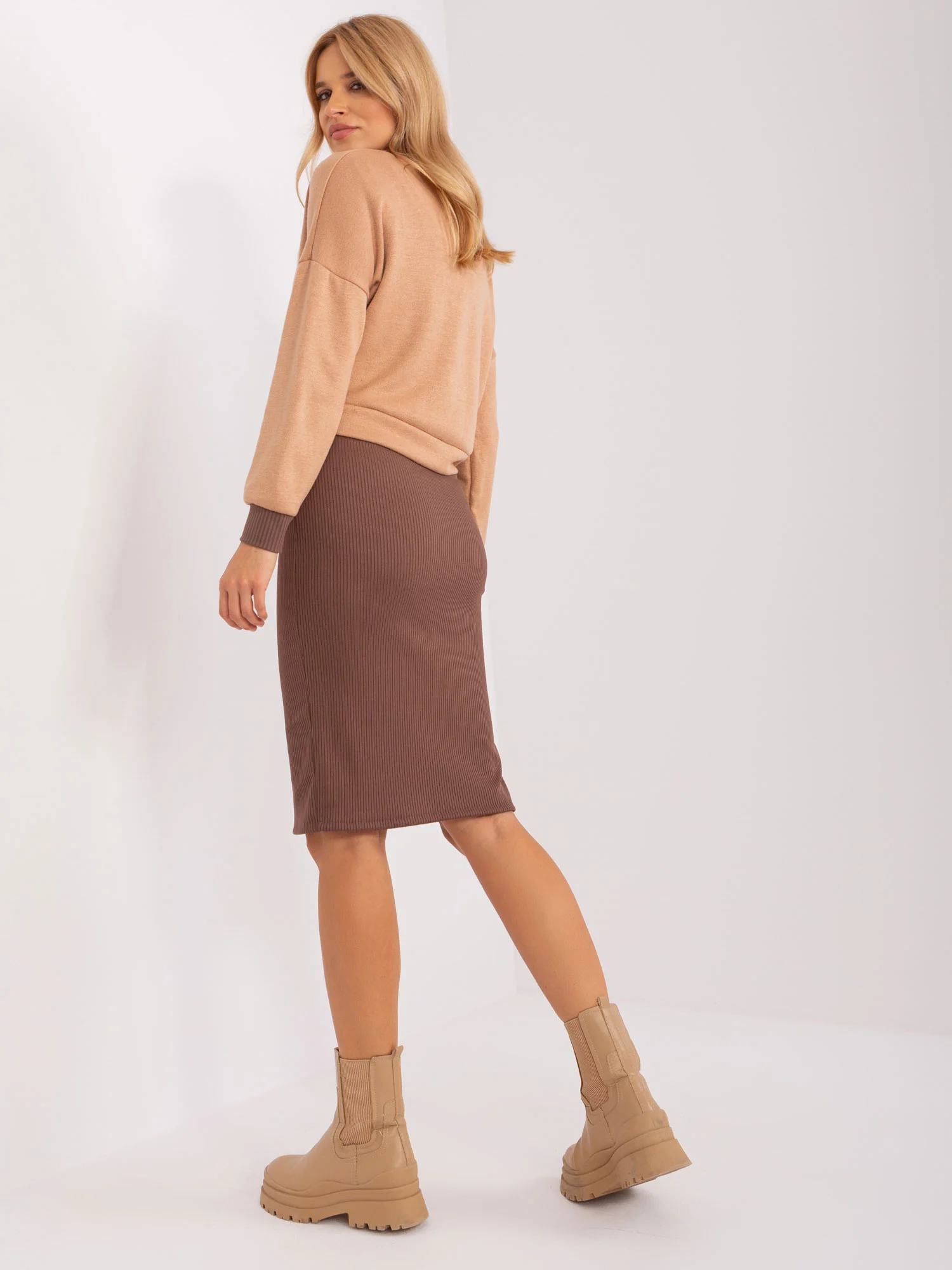 Compleu Dama Midi, Dungi, RUE PARIS, Maro Casual - imagine 3