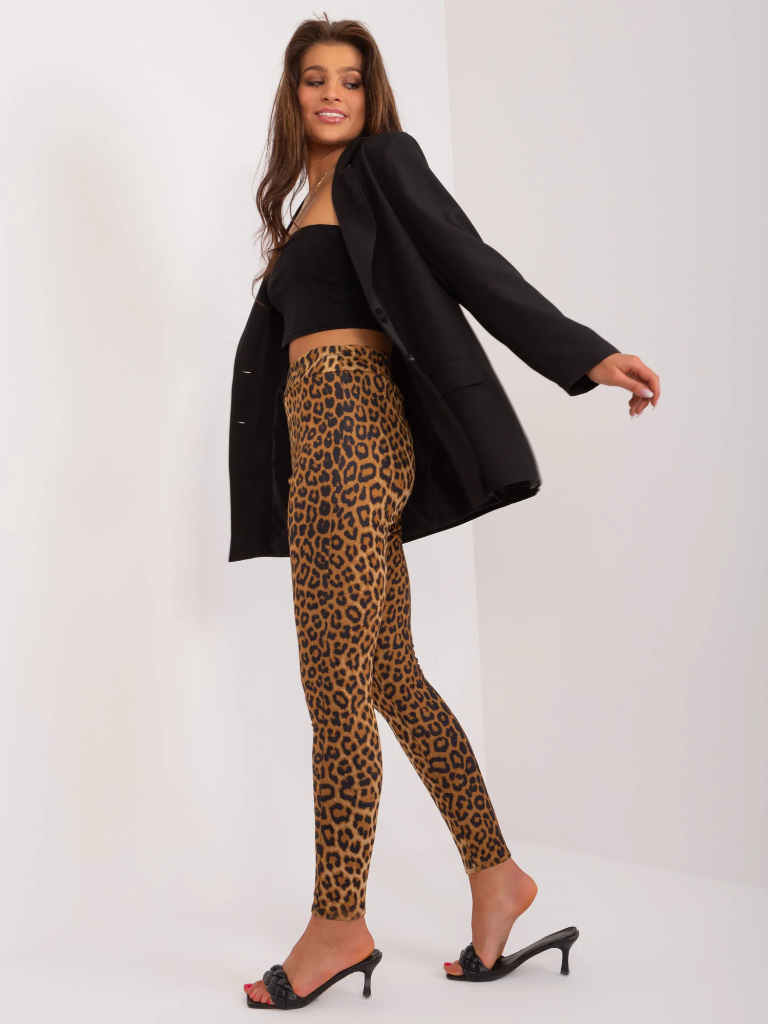 Pantaloni Dama Animal print, Conica, LAKERTA, Camel de Petrecere - imagine 4
