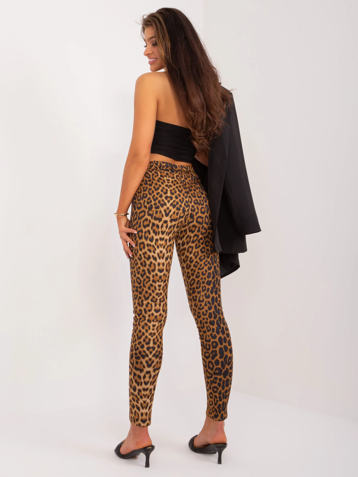Pantaloni Dama Animal print, Conica, LAKERTA, Camel de Petrecere - imagine 5