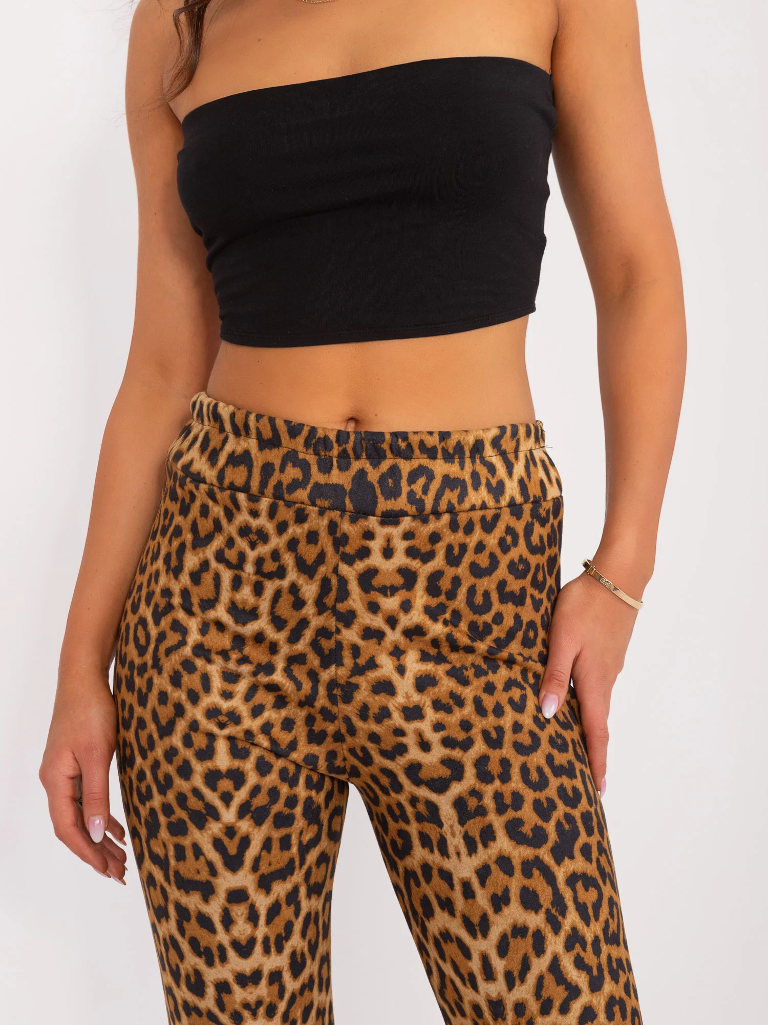 Pantaloni Dama Animal print, Conica, LAKERTA, Camel de Petrecere - imagine 3