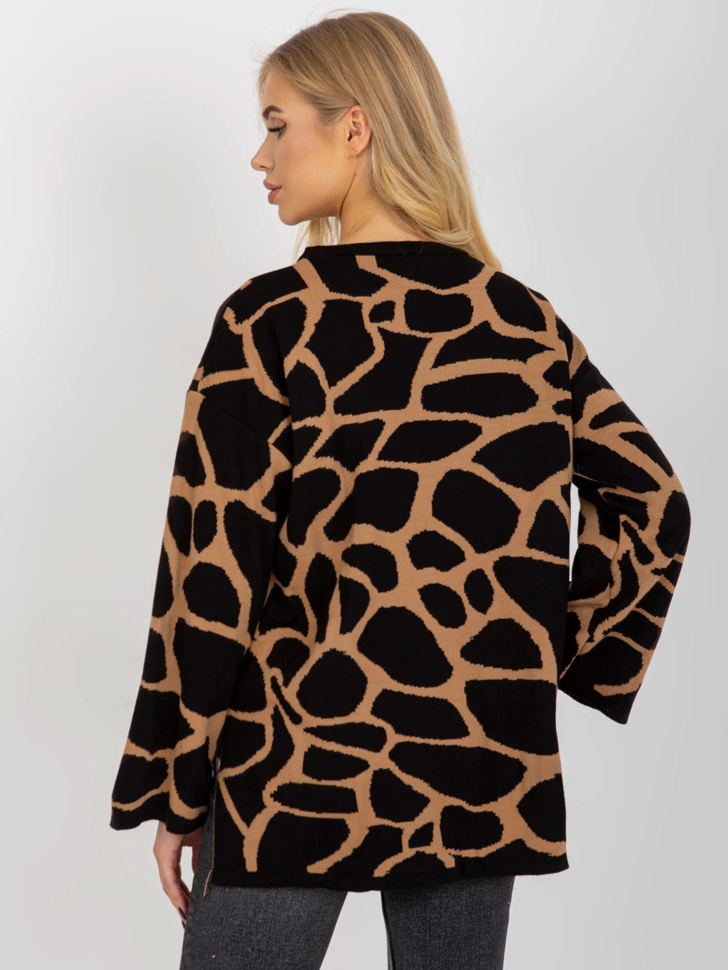 Pulover Dama Maneca lunga, Animal print, ASM, Negru Eleganta Office - Image 6