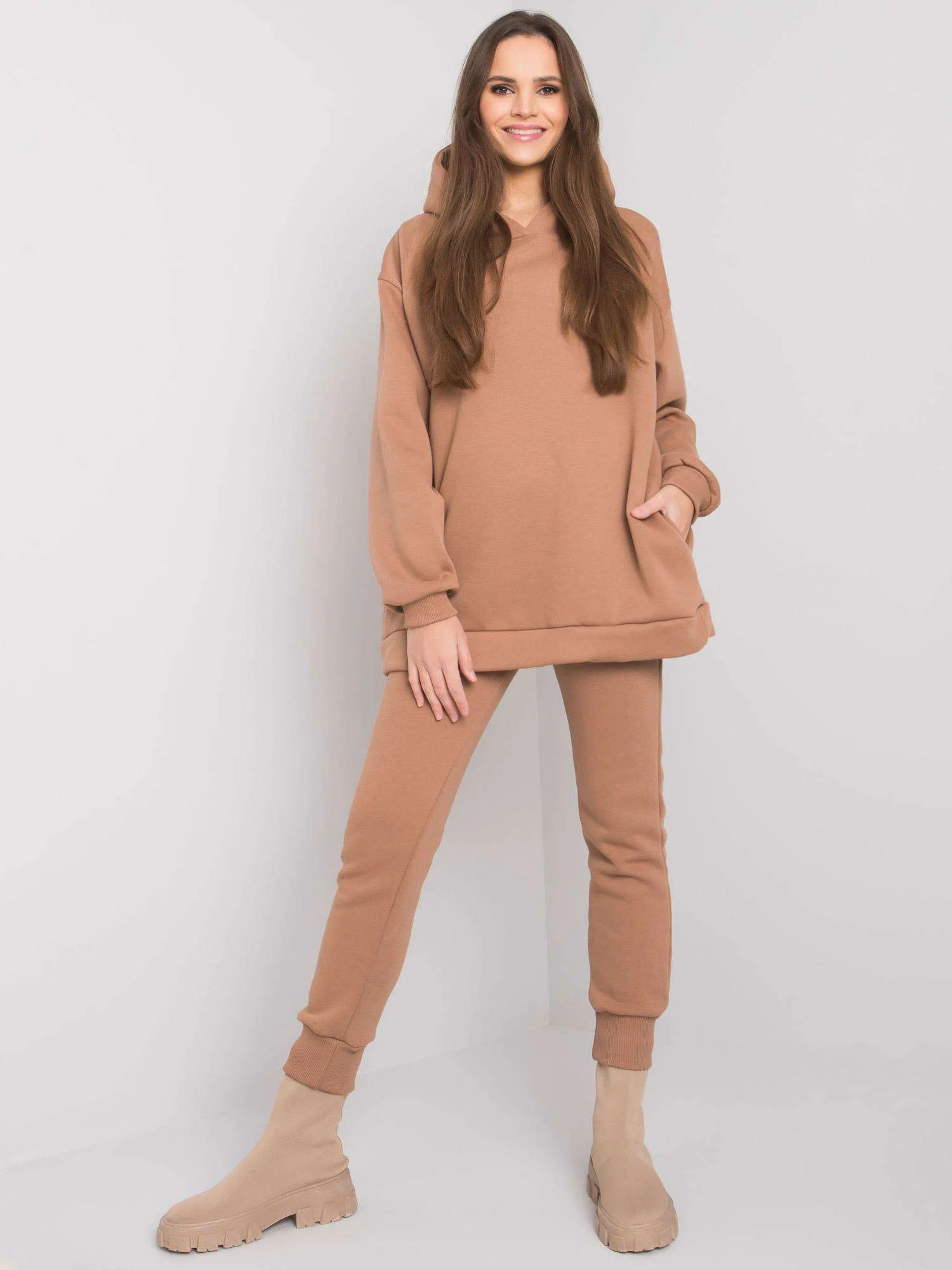 Compleu Dama Maneca lunga, Mansete elastice, BASIC FEEL GOOD, Camel Casual - imagine 2