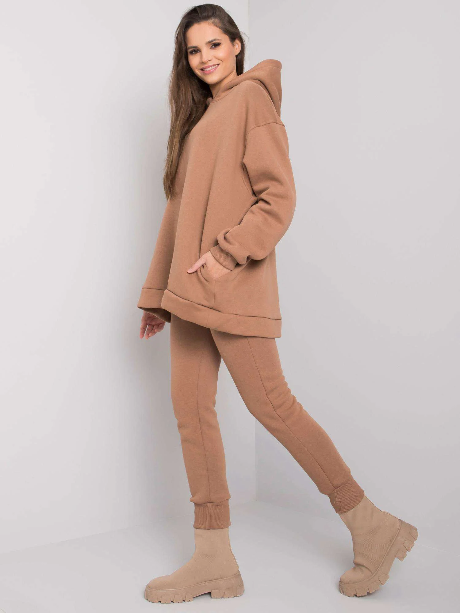 Compleu Dama Maneca lunga, Mansete elastice, BASIC FEEL GOOD, Camel Casual - imagine 3