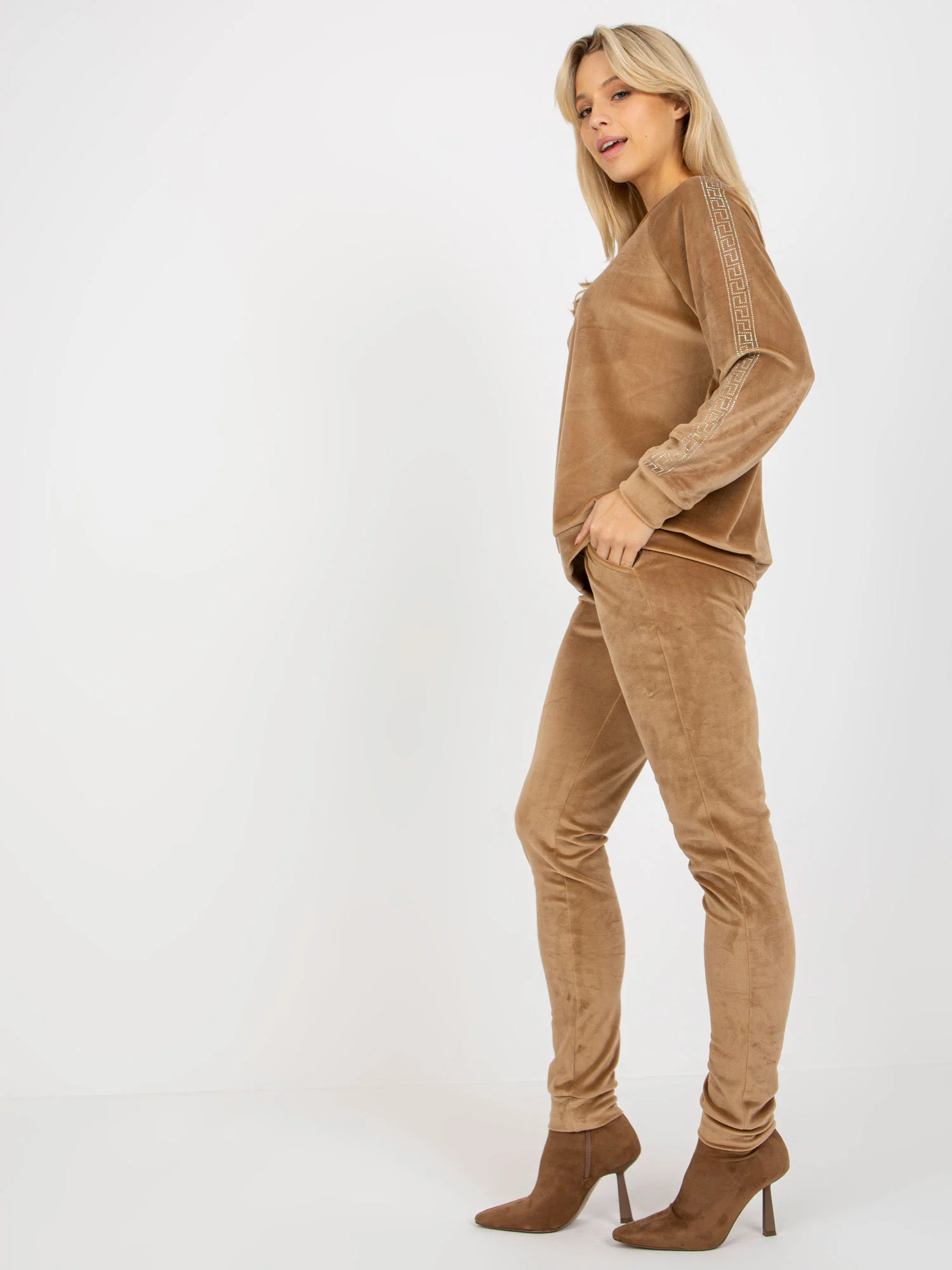 Compleu Dama Maneca lunga, Mansete elastice, RELEVANCE, Camel Casual - imagine 4