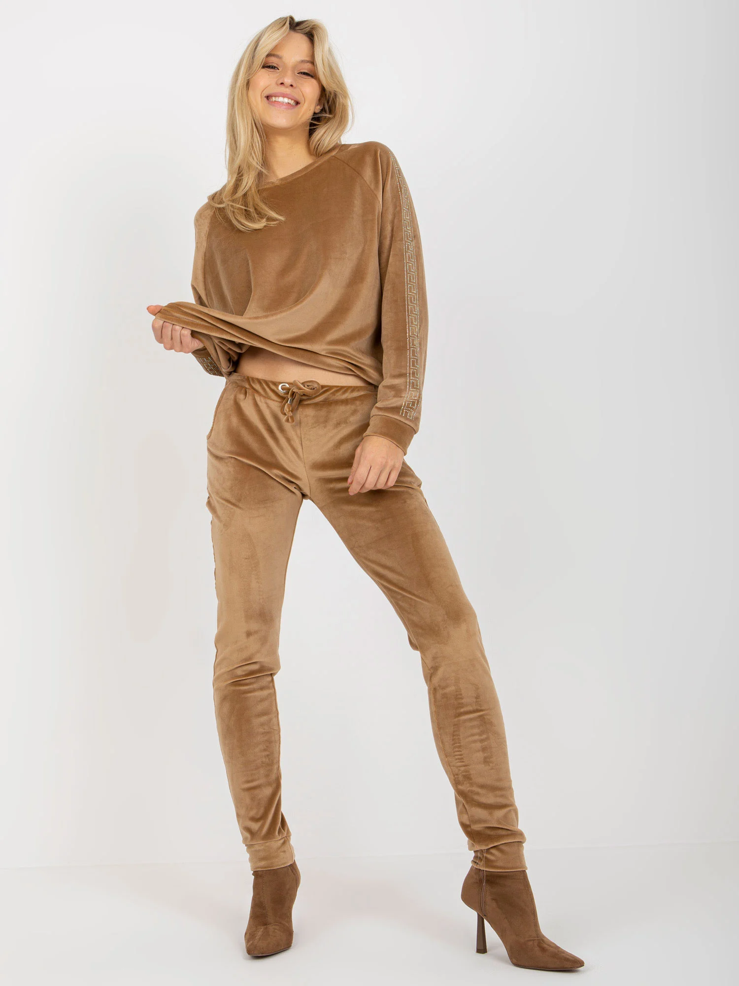 Compleu Dama Maneca lunga, Mansete elastice, RELEVANCE, Camel Casual - imagine 2