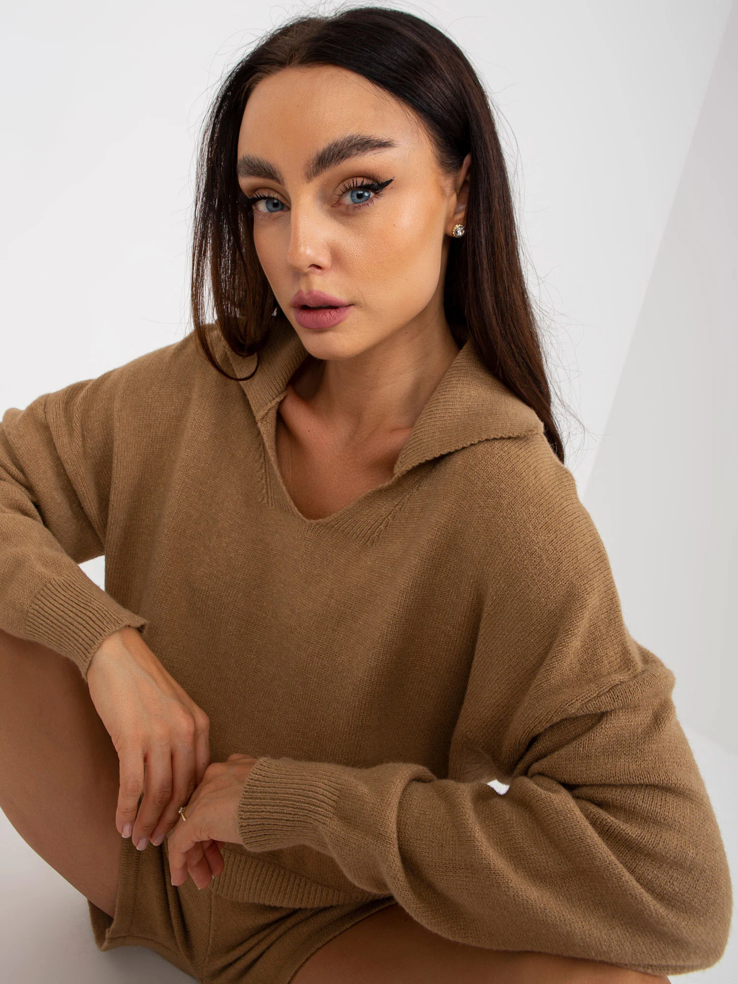 Compleu Dama Mini, Larga, AZARA by Rose Blu, Camel Eleganta Office - imagine 8