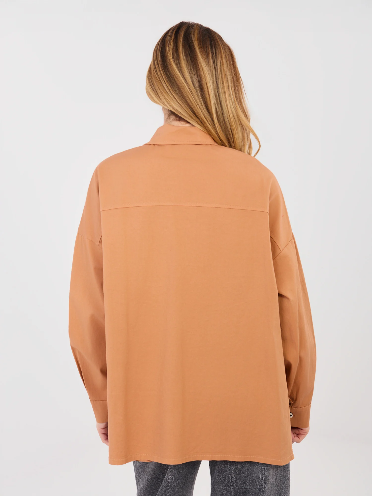 Camasa Dama Maneca lunga, Guler inalt, ITALY MODA, Portocaliu Casual - imagine 6
