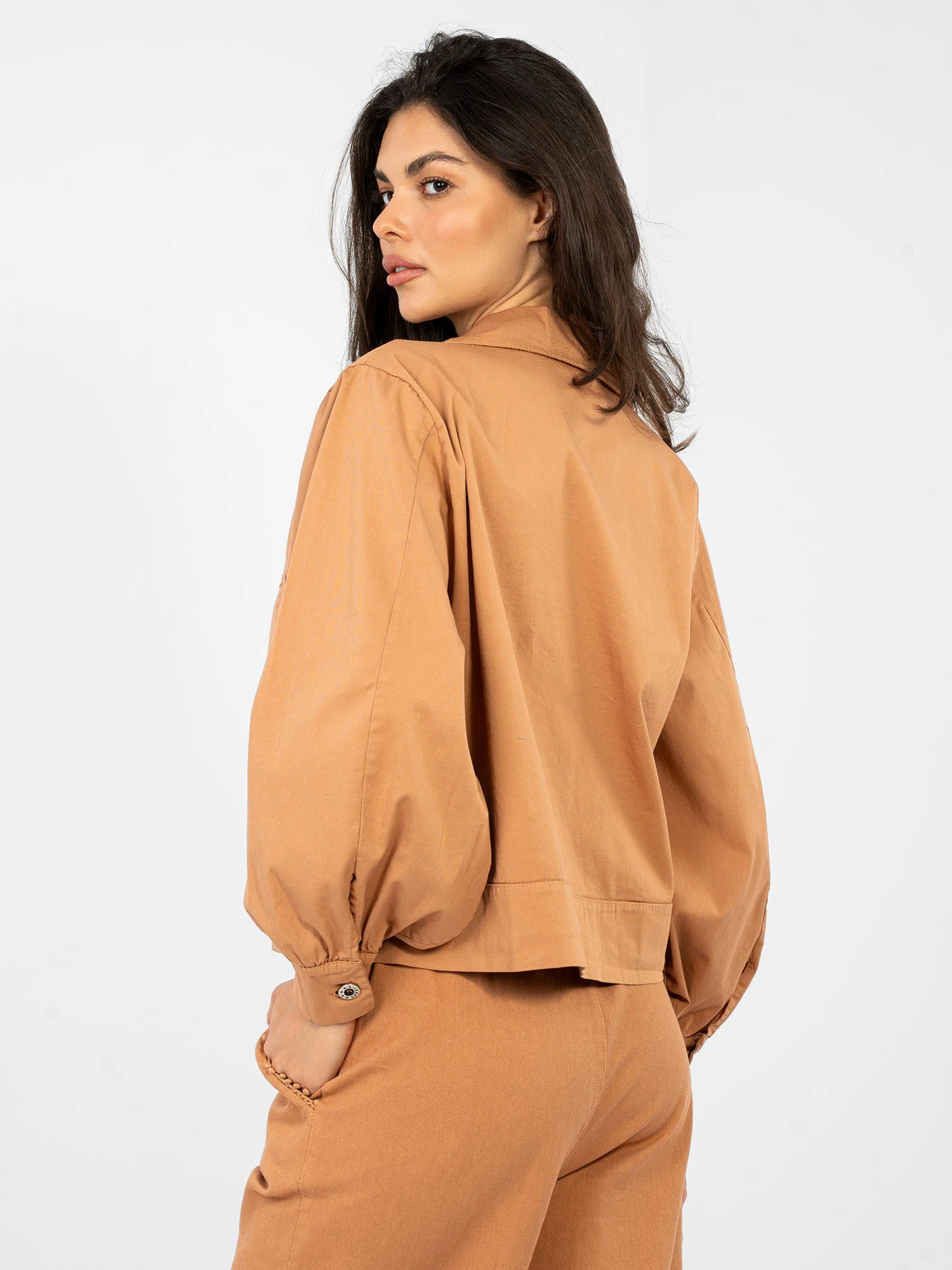 Jacheta Dama Mini, Guler inalt, RUE PARIS, Portocaliu Casual - imagine 4