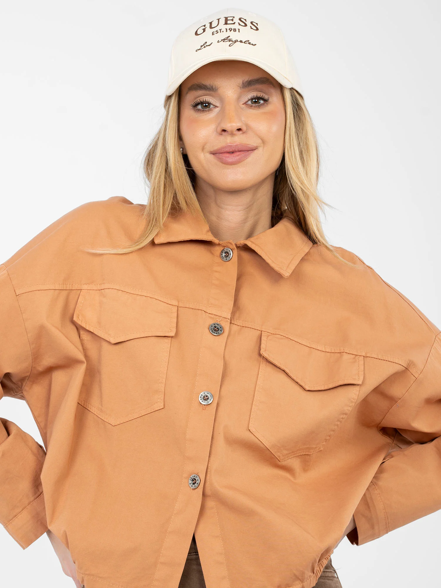 Camasa Dama Mini, Guler inalt, RUE PARIS, Portocaliu Casual - imagine 5