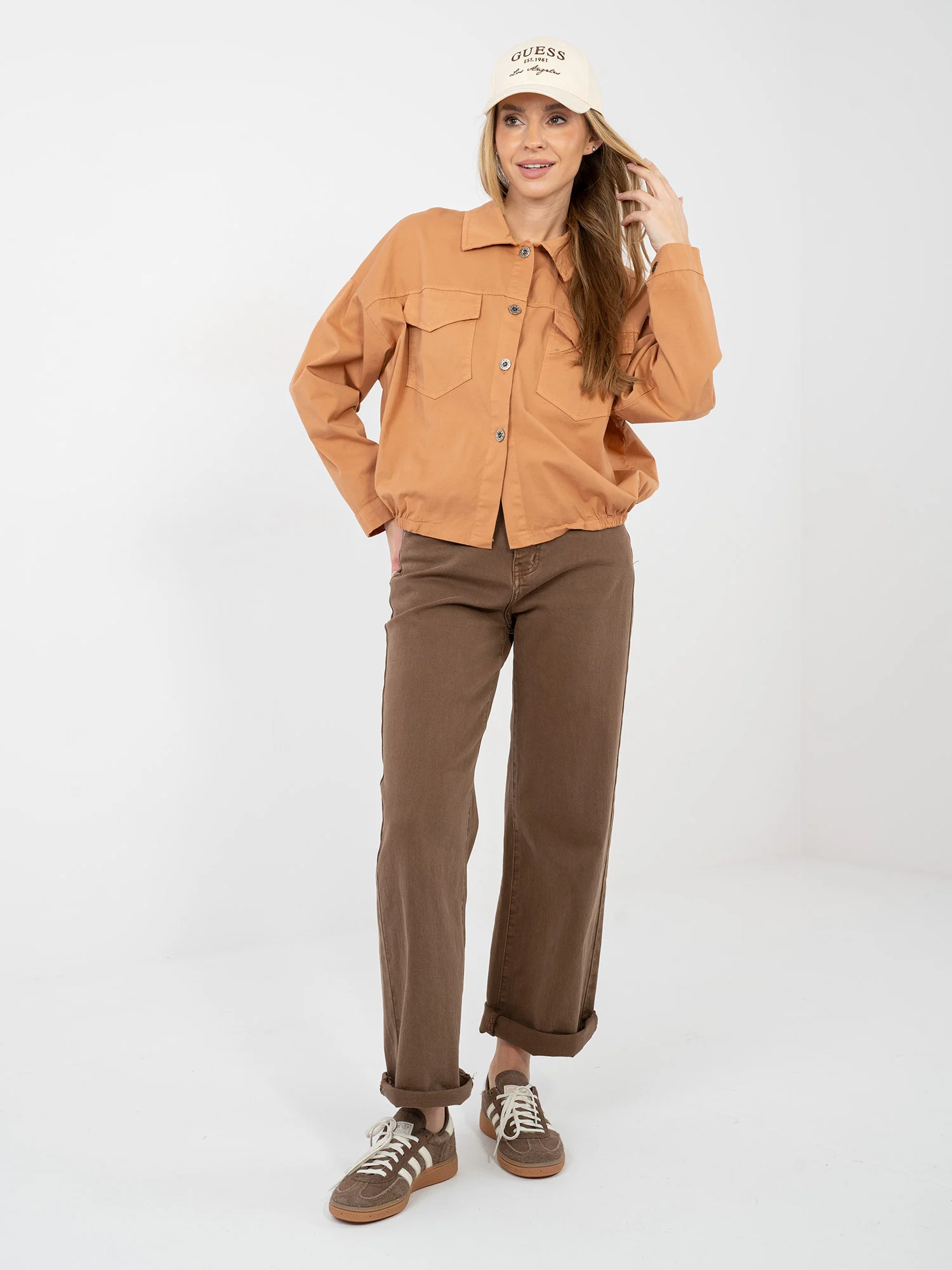 Camasa Dama Mini, Guler inalt, RUE PARIS, Portocaliu Casual - imagine 3