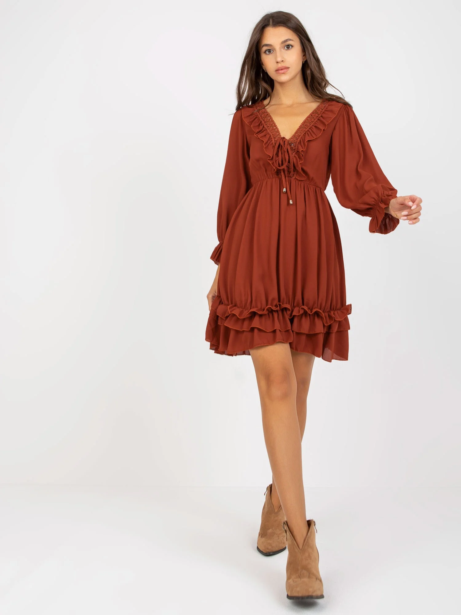 Rochie Dama Maxi, Lejera, Och Bella, Portocaliu Eleganta Office - Image 4