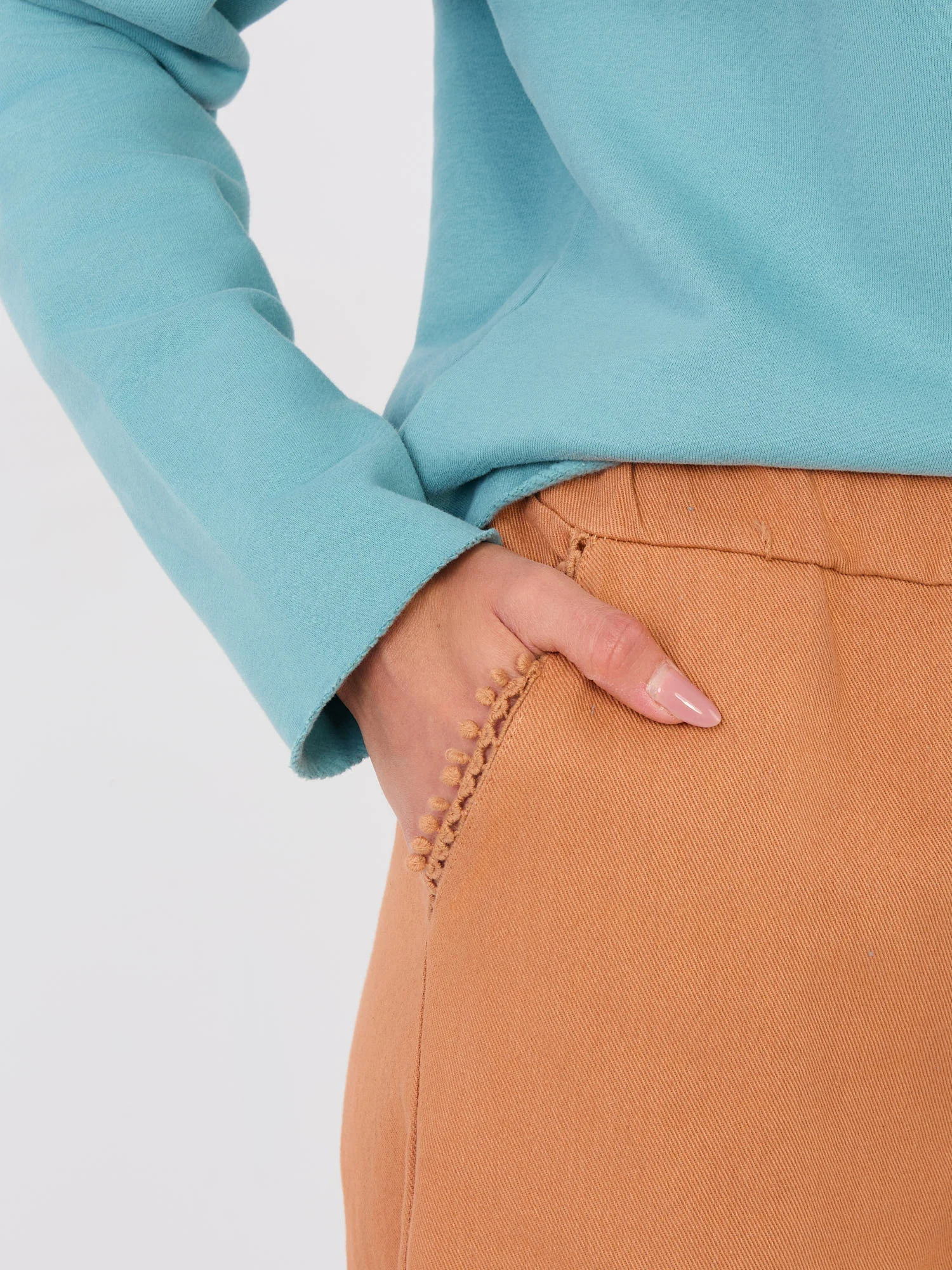 Pantaloni Dama Larga, Guler inalt, ITALY MODA, Portocaliu Eleganta Office - imagine 5