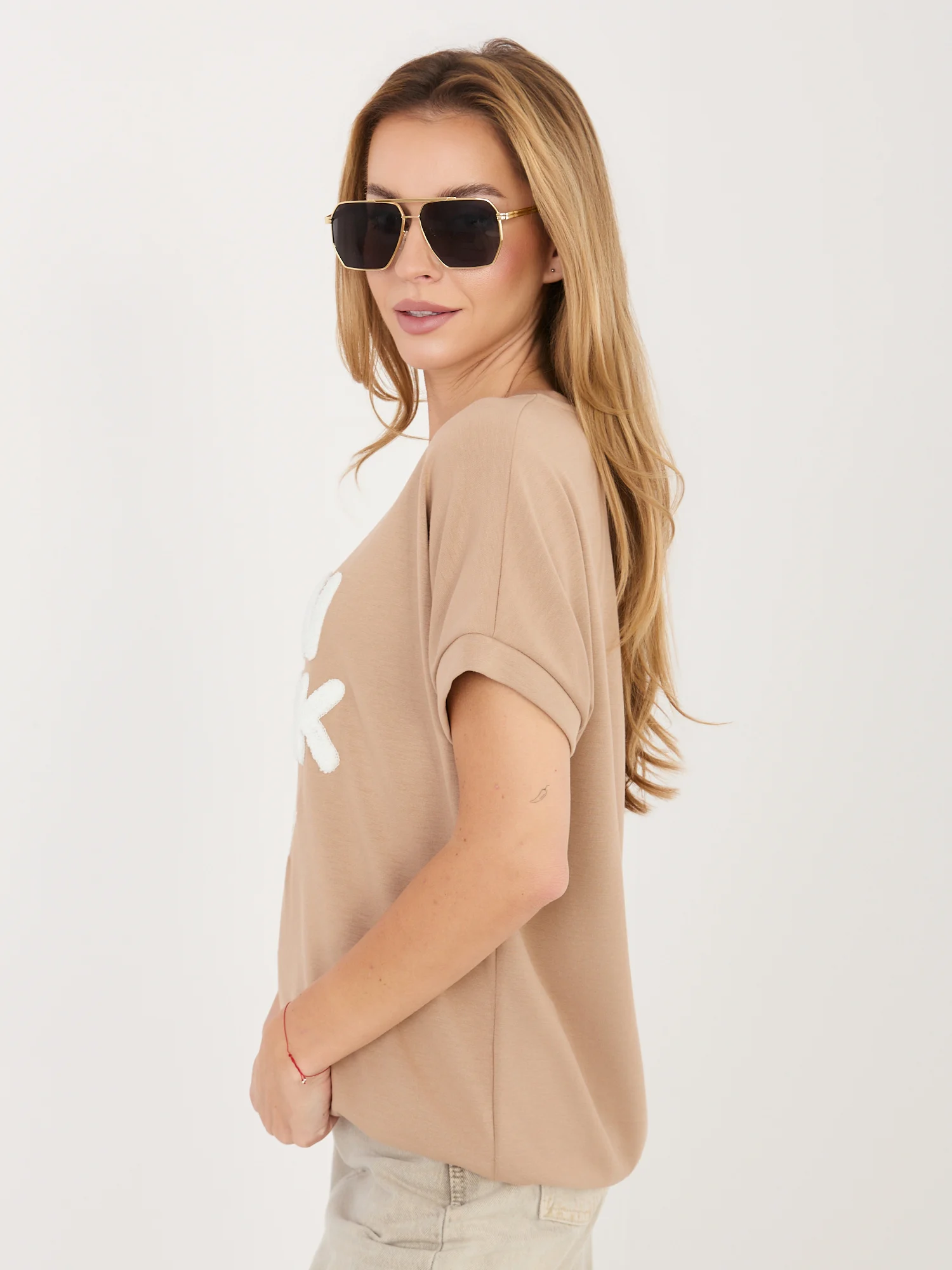 Bluza Dama Mini, Decolteu rotund, RUE PARIS, Bej - imagine 6