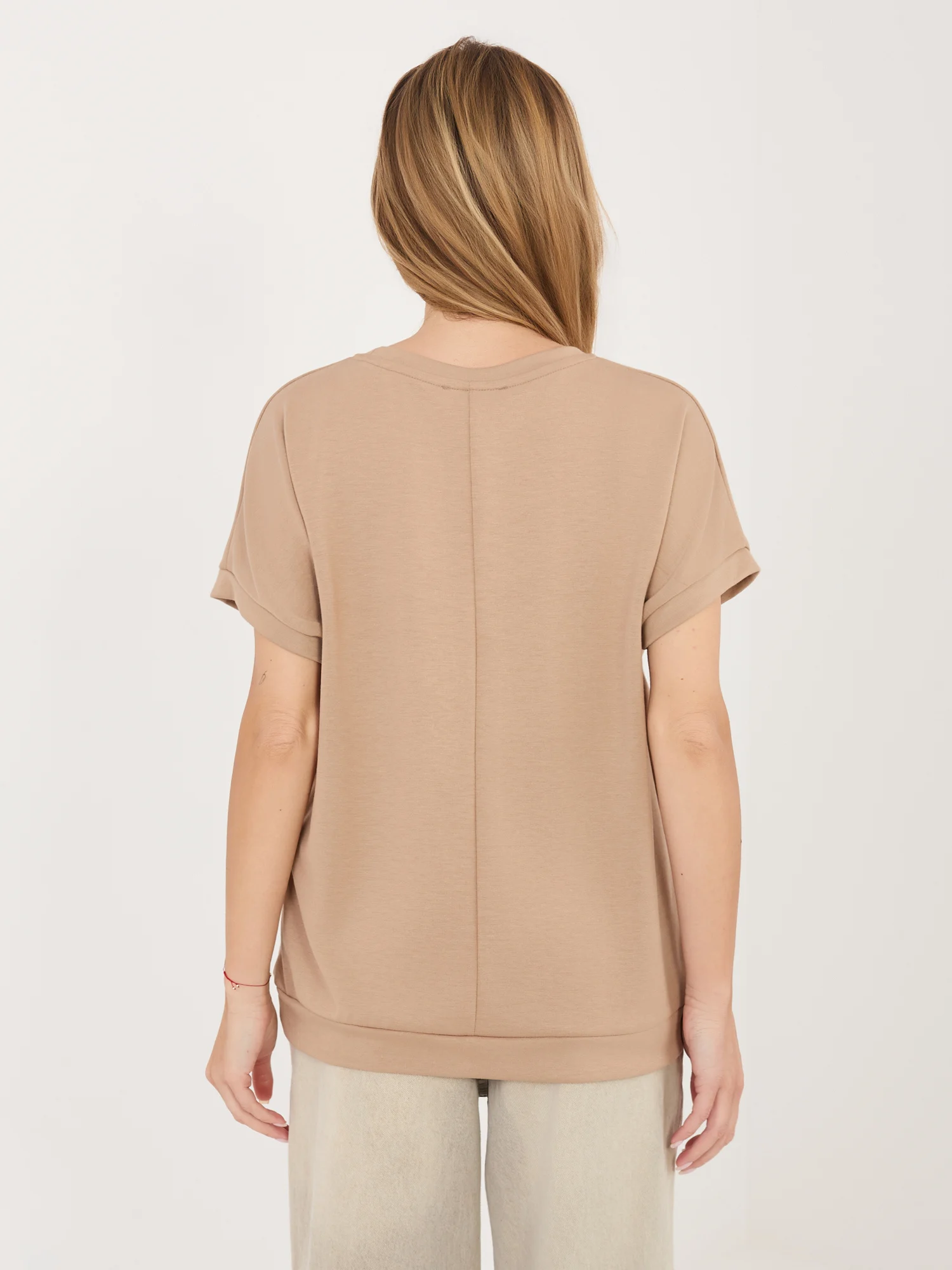 Bluza Dama Mini, Decolteu rotund, RUE PARIS, Bej - imagine 3