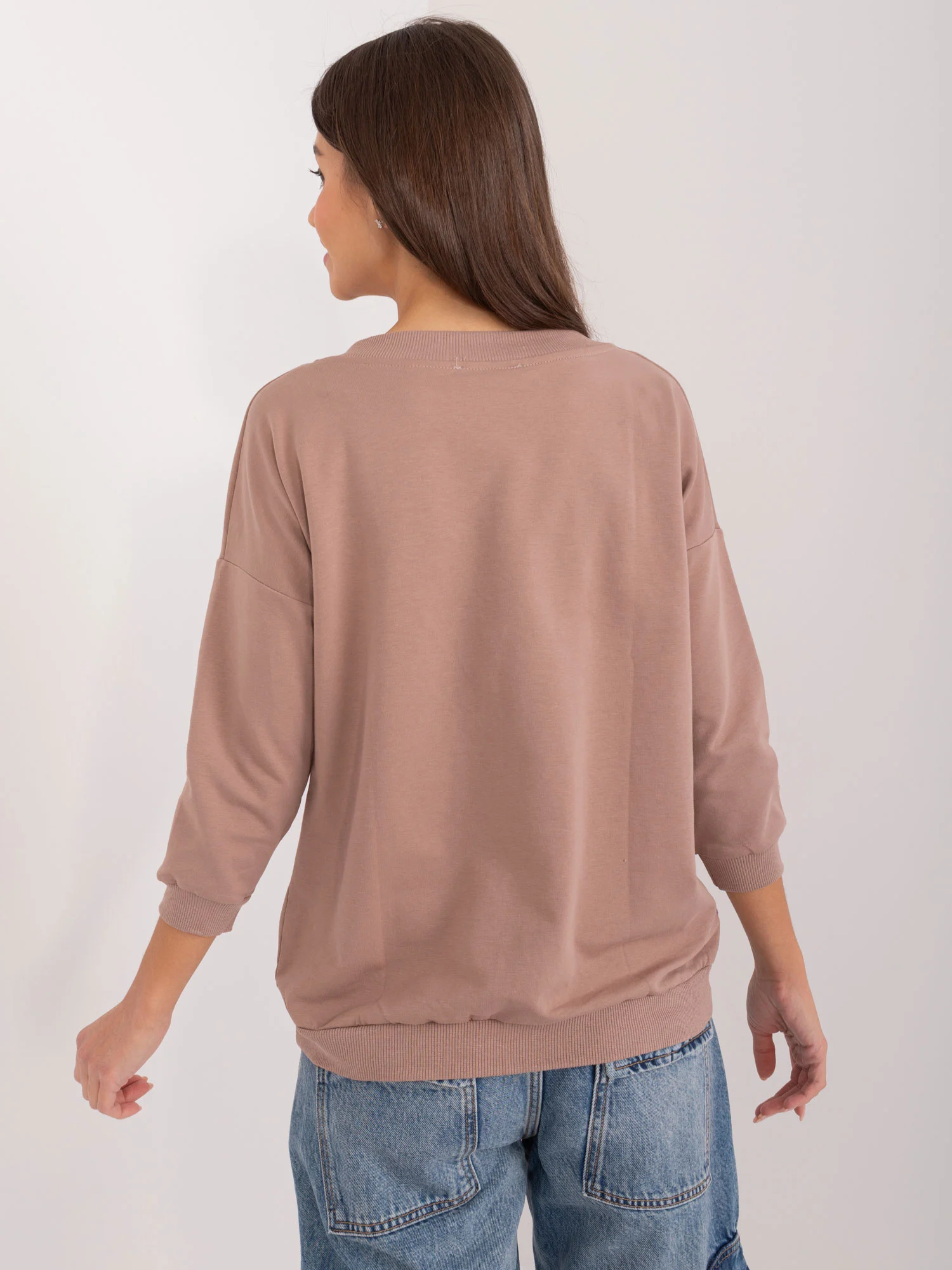 Bluza Dama Maneca 3/4, Decolteu in V, RELEVANCE, Bej Eleganta Office - imagine 3