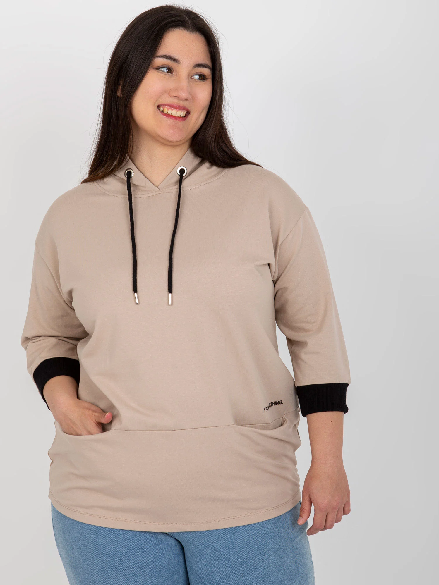 Tunica Dama Maneca 3/4, Sport, RELEVANCE, Bej Casual - imagine 5