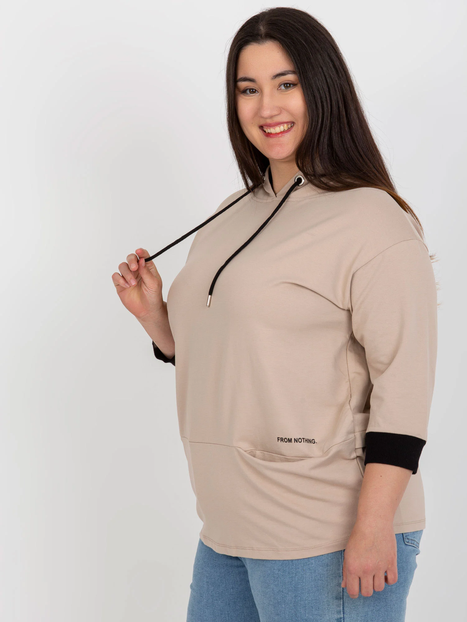 Tunica Dama Maneca 3/4, Sport, RELEVANCE, Bej Casual - imagine 3