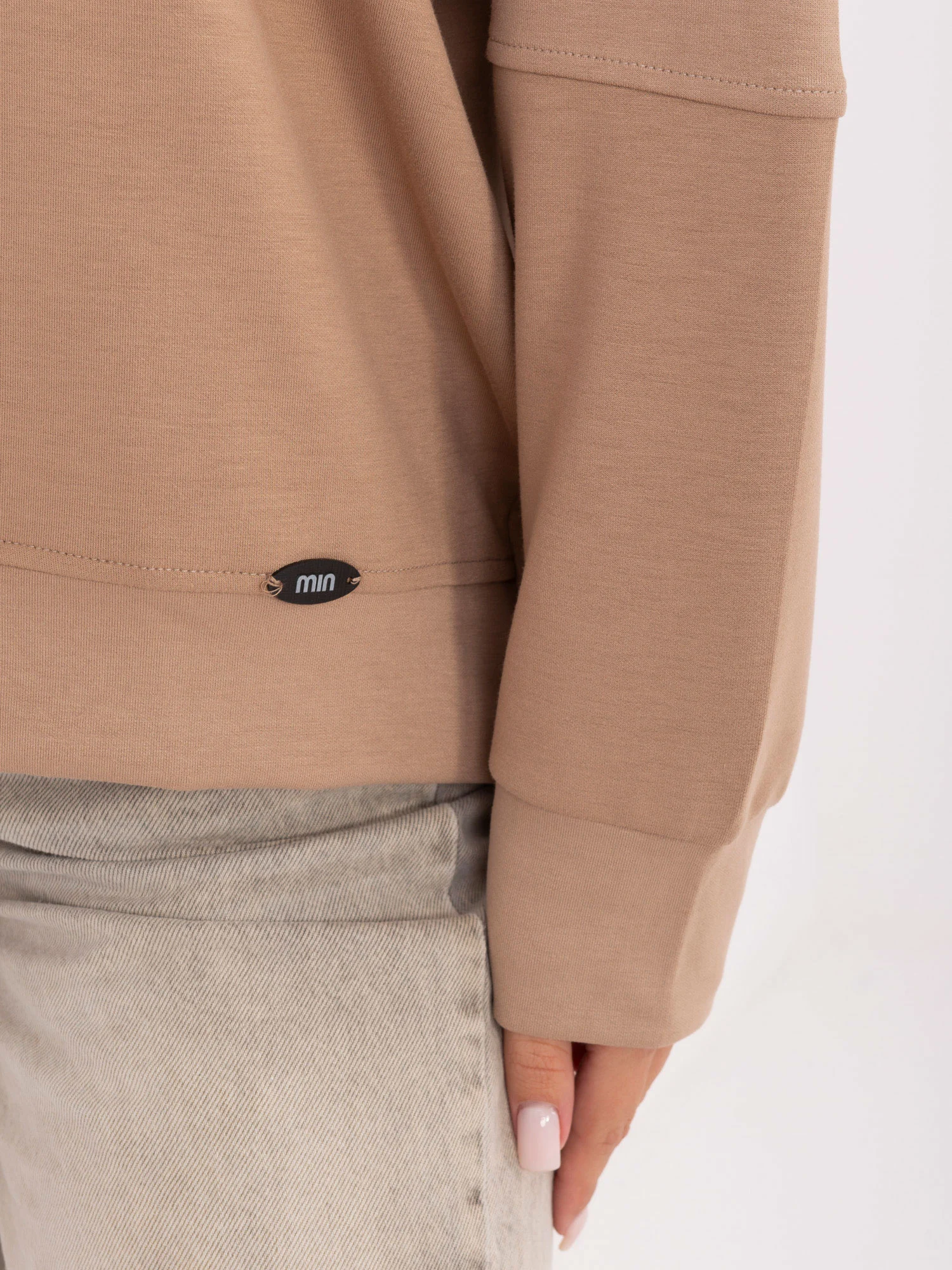 Bluza Dama Maneca lunga, Decolteu rotund, RELEVANCE, Bej Casual - imagine 6