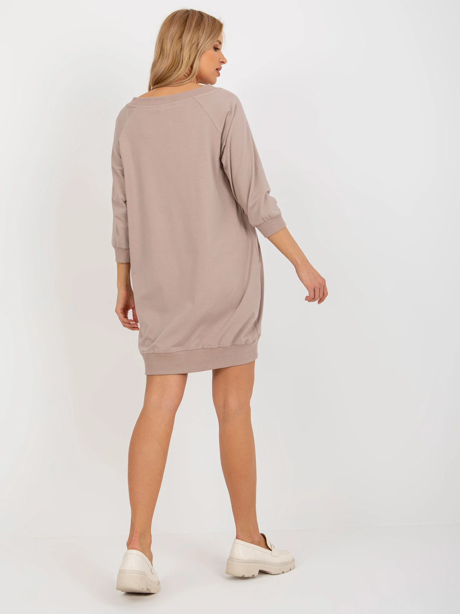 Rochie Dama Maneca 3/4, Rochie dreapta, BASIC FEEL GOOD, Bej - Image 5