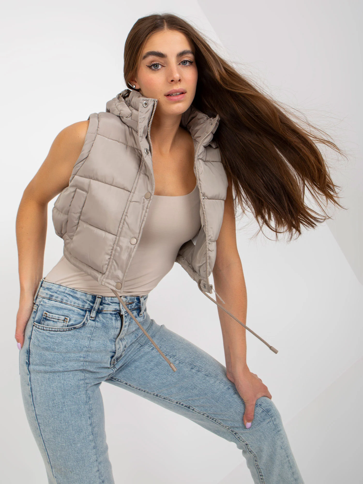 Jacheta Dama Maneca lunga, Guler inalt, Honey Winter, Bej Casual Marimi Mari - imagine 8