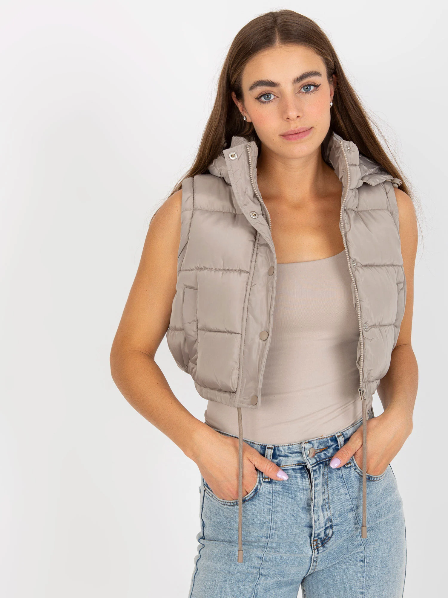 Jacheta Dama Maneca lunga, Guler inalt, Honey Winter, Bej Casual Marimi Mari - imagine 4