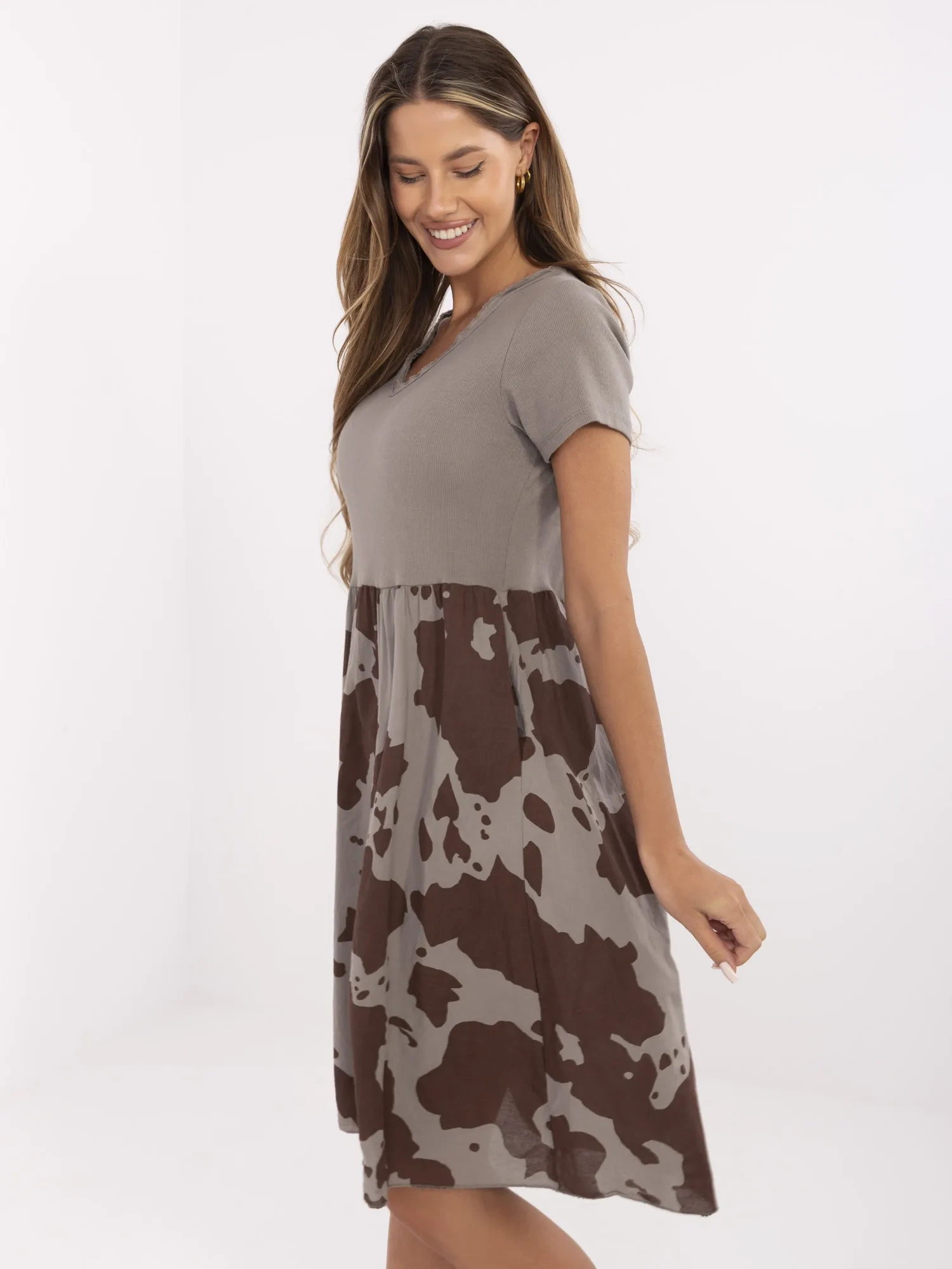 Rochie Dama Mini, Animal print, ITALY MODA, Bej de Vara - Image 5