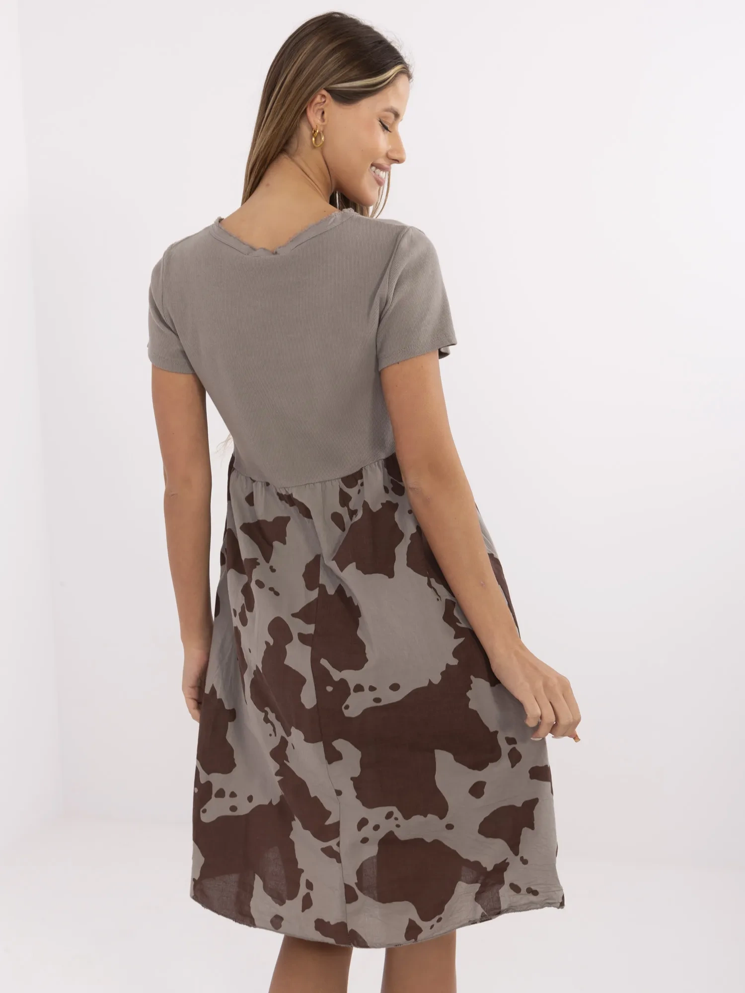 Rochie Dama Mini, Animal print, ITALY MODA, Bej de Vara - Image 2