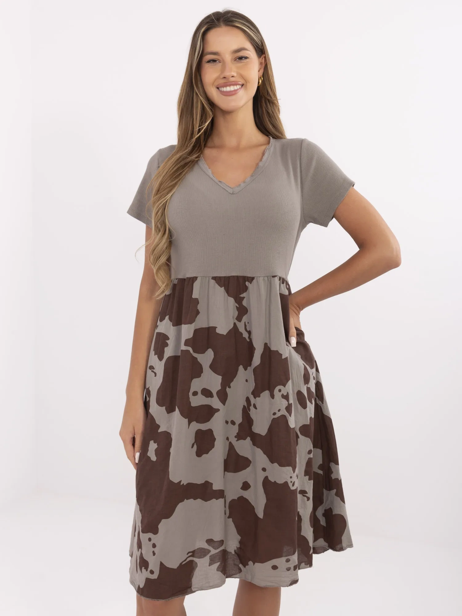 Rochie Dama Mini, Animal print, ITALY MODA, Bej de Vara - Image 3