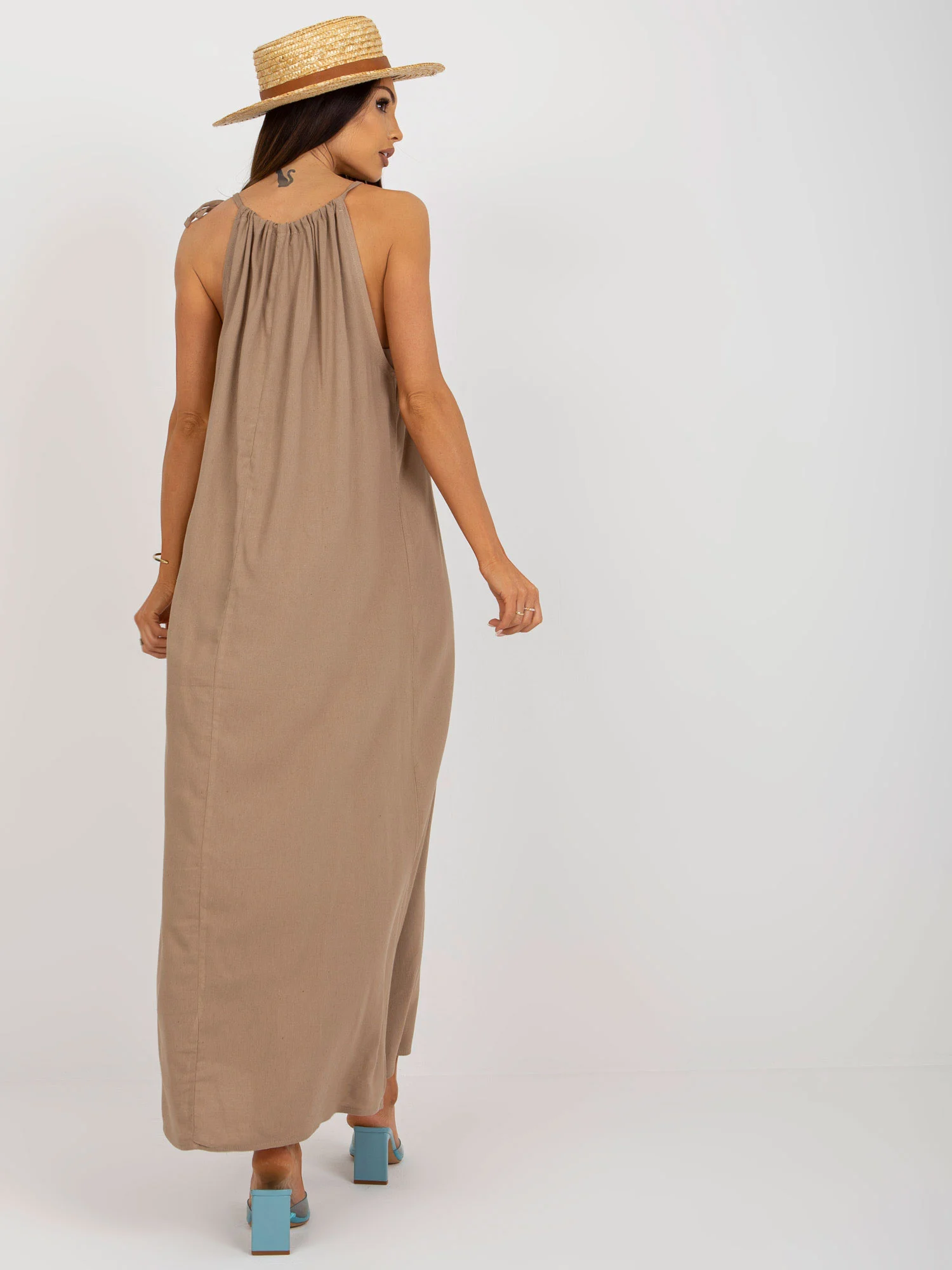 Rochie Dama Maxi, Oversize, Och Bella, Bej de Vara - Image 4