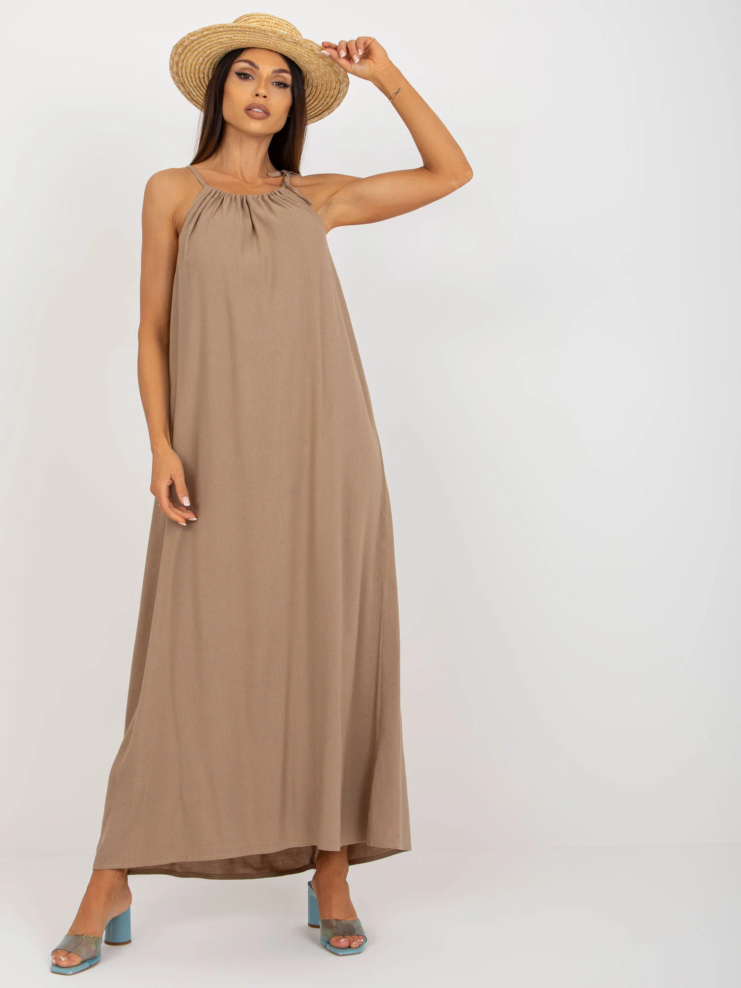 Rochie Dama Maxi, Oversize, Och Bella, Bej de Vara - Image 6