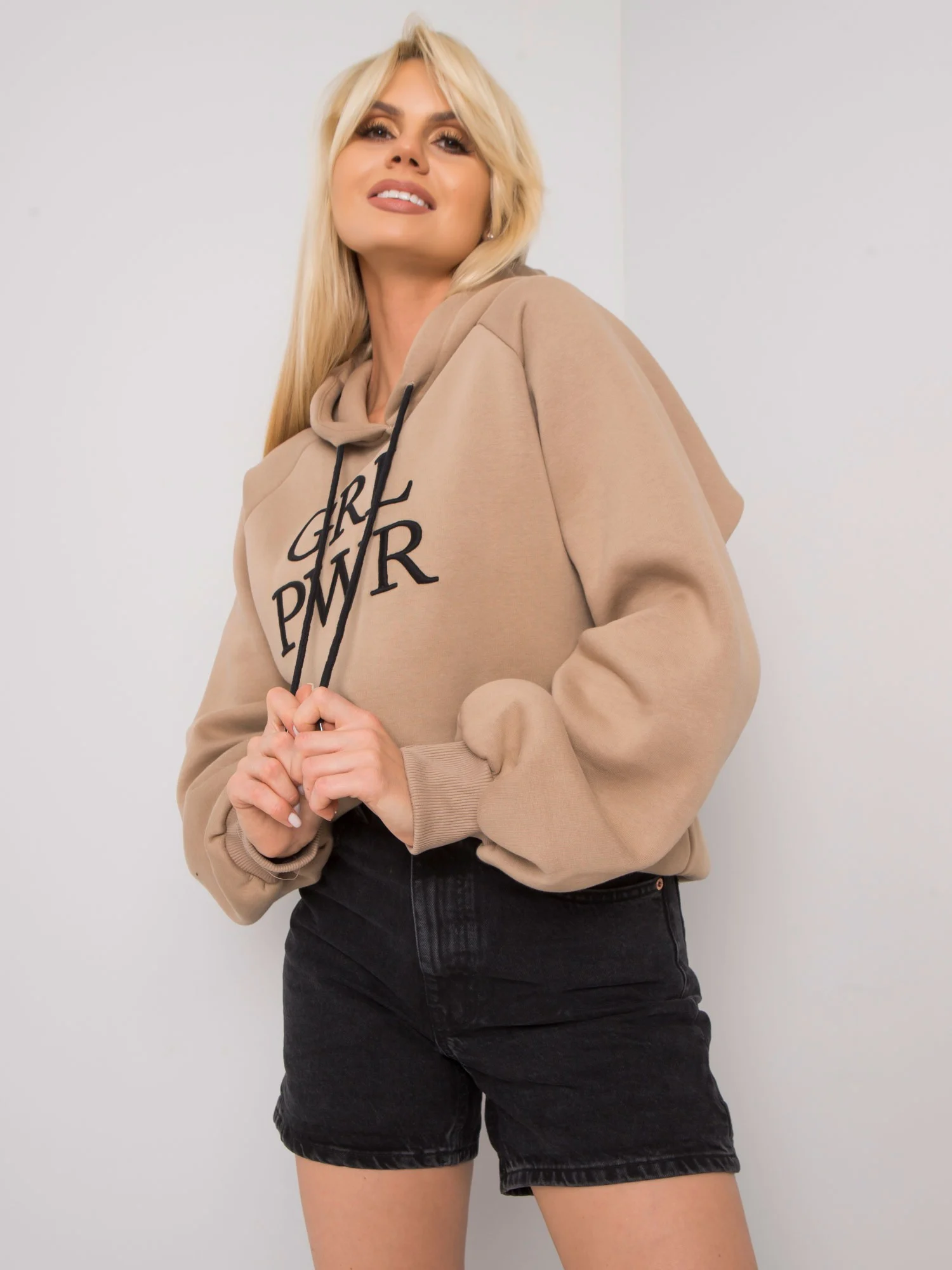 Hanorac Dama Maneca lunga, Imprimat, ex moda, Bej Casual - imagine 5