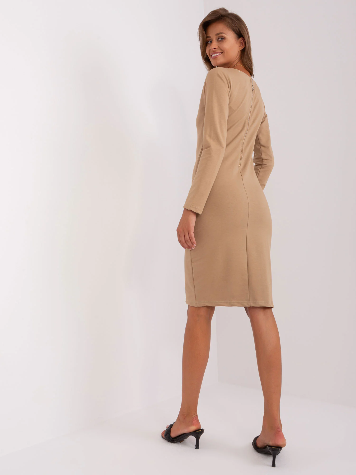 Rochie Dama Maxi, Rochie dreapta, Lily Rose, Bej Eleganta Office - Image 3