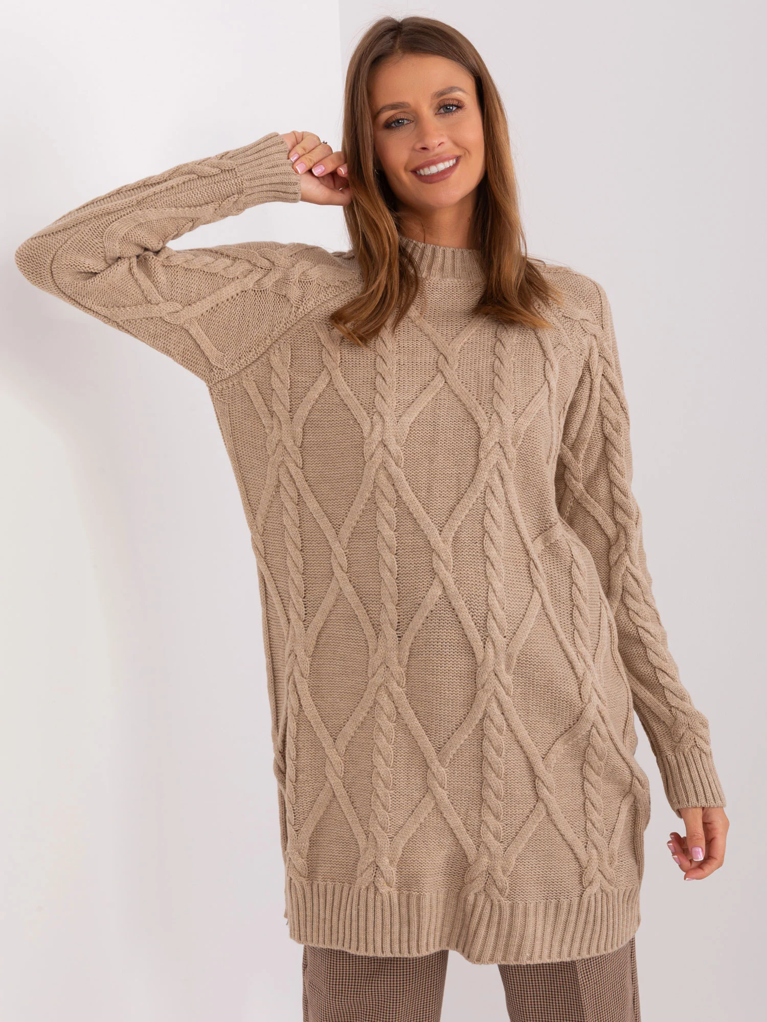 Rochie Dama Mini, Guler inalt, BADU, Bej Casual - imagine 3