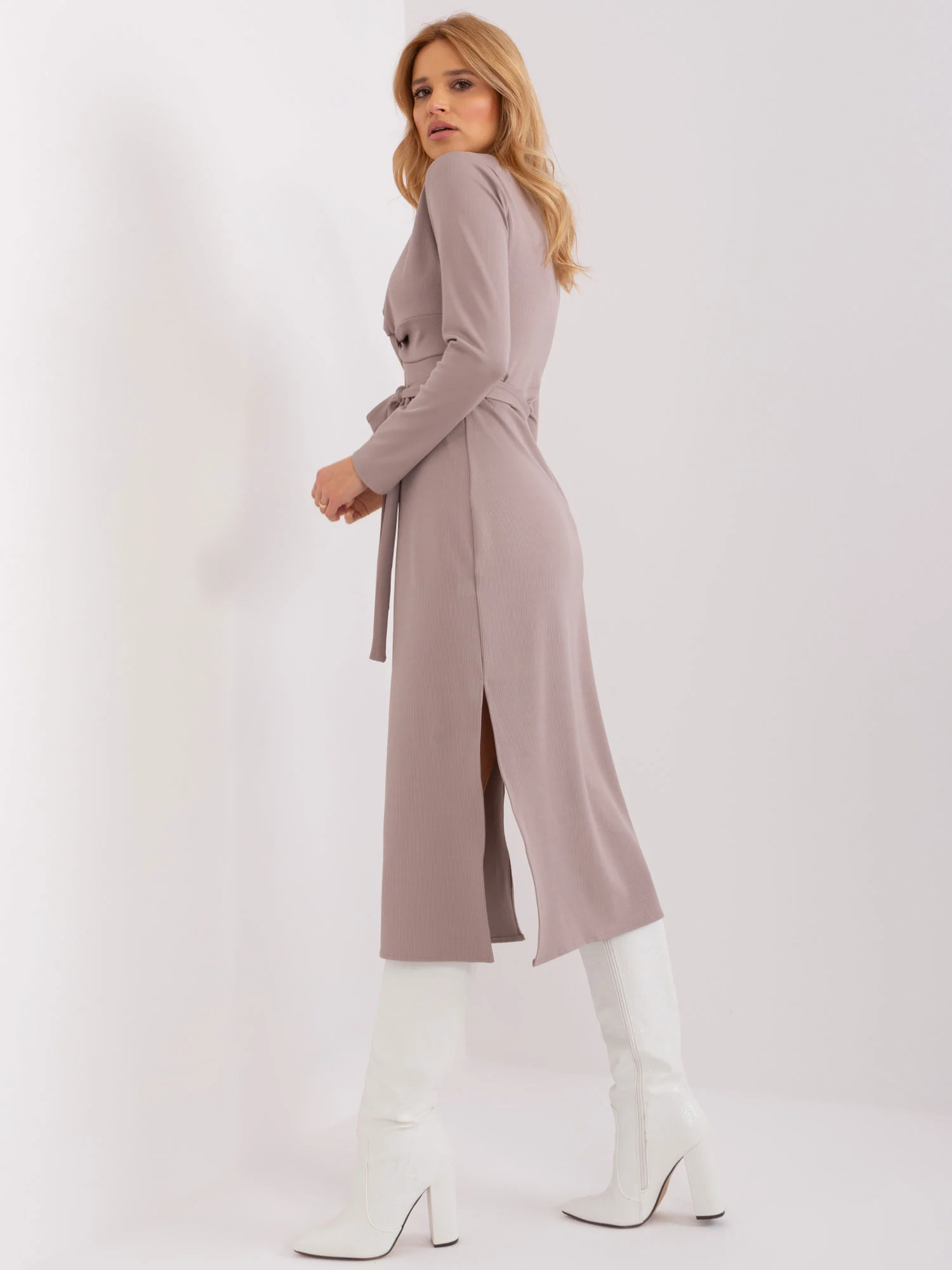 Rochie Dama Maxi, Dungi, LAKERTA, Bej de Sarbatori - Image 3