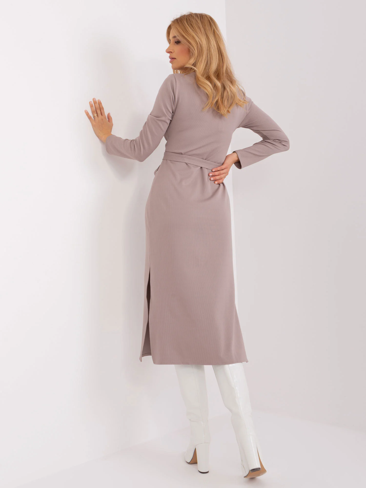 Rochie Dama Maxi, Dungi, LAKERTA, Bej de Sarbatori - Image 4