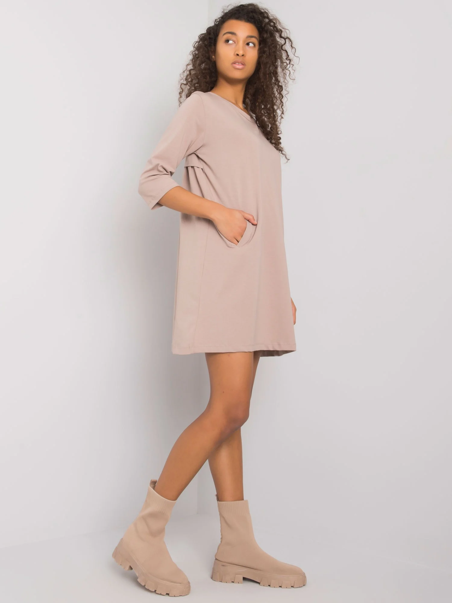 Rochie Dama Mini, Lejera, RUE PARIS, Bej Eleganta Office - Image 3