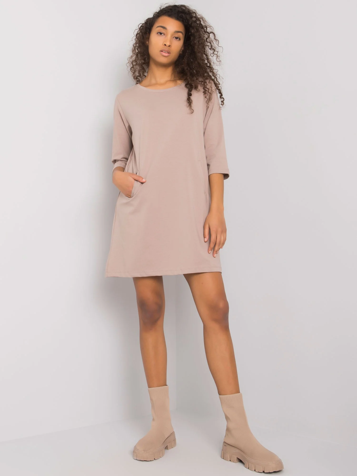 Rochie Dama Mini, Lejera, RUE PARIS, Bej Eleganta Office - Image 5