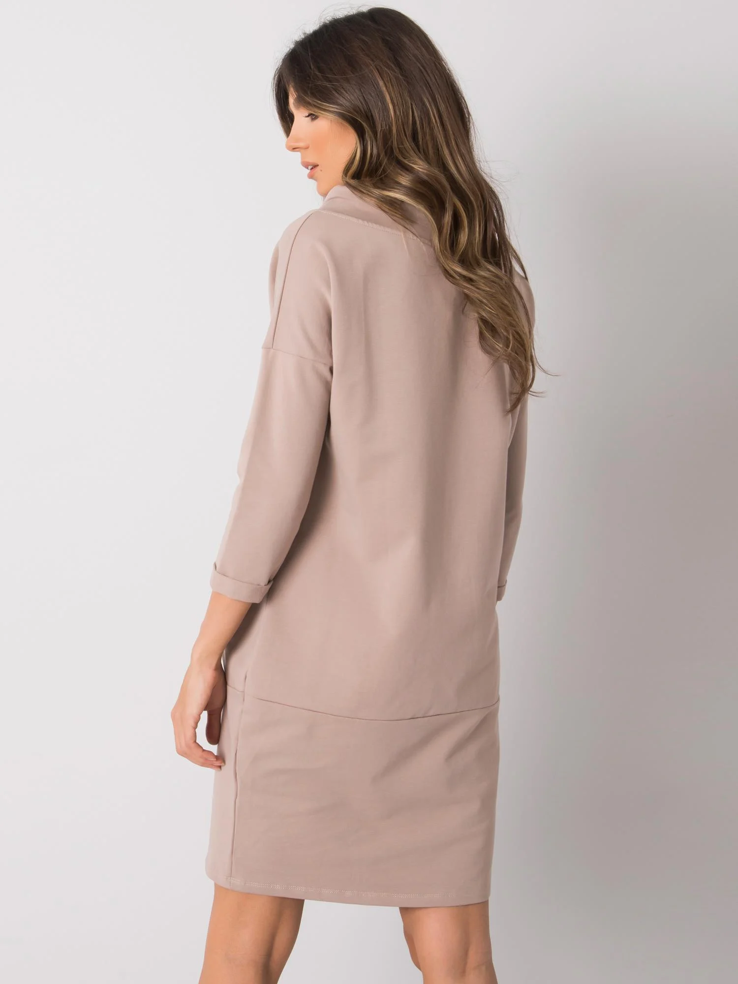 Rochie Dama Maneca 3/4, Rochie dreapta, RUE PARIS, Bej Casual - Image 2