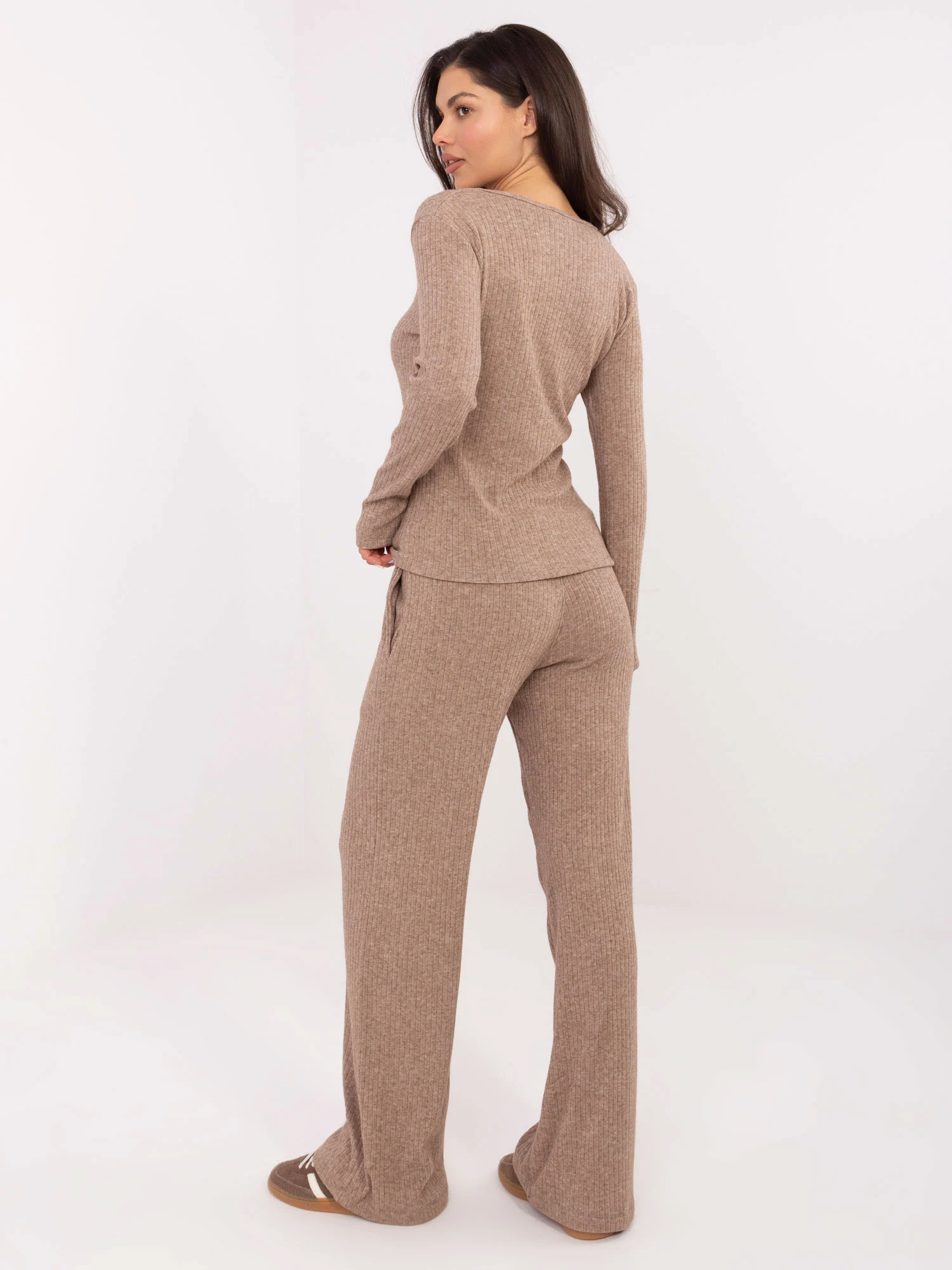 Pantaloni Dama Dungi, Larga, WESTEENE, Bej Casual - imagine 6