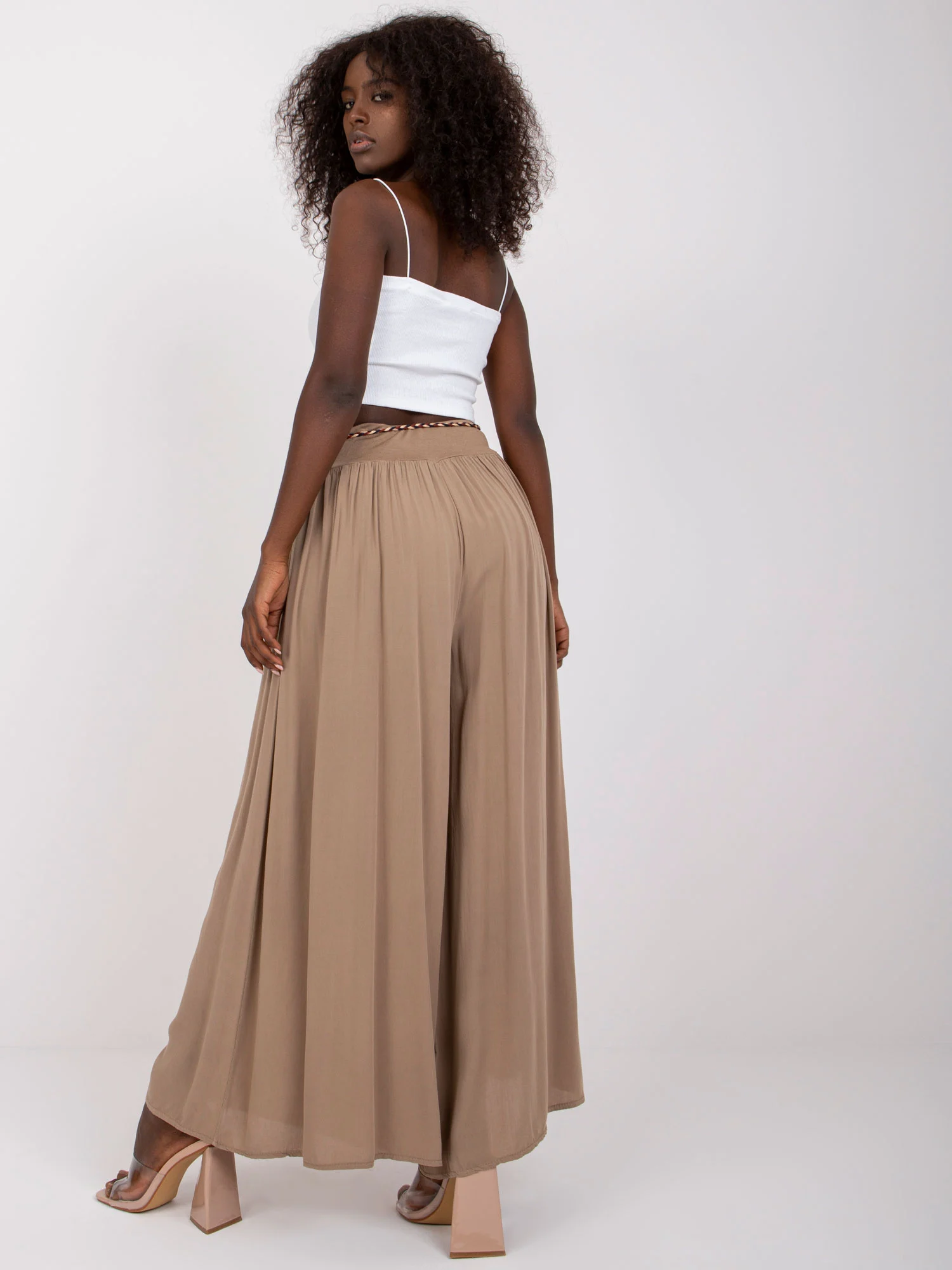 Pantaloni Dama Lunga, Boho, Och Bella, Bej Casual - imagine 6