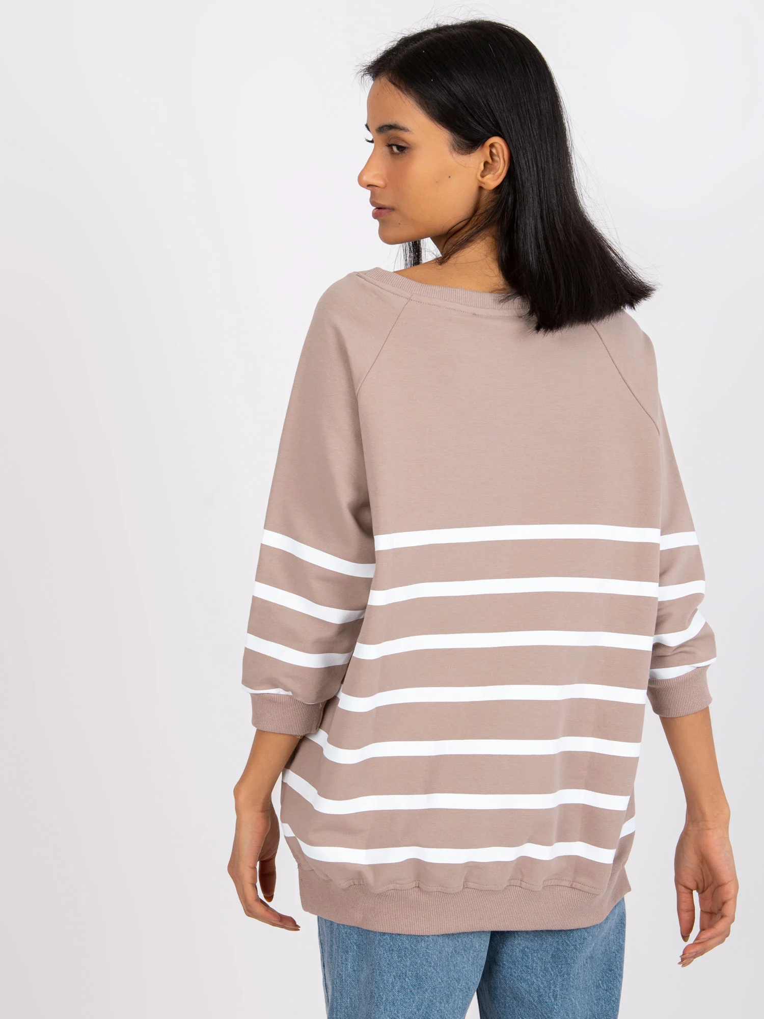 Bluza Dama Maneca 3/4, Dungi, RUE PARIS, Bej Eleganta Office - imagine 3