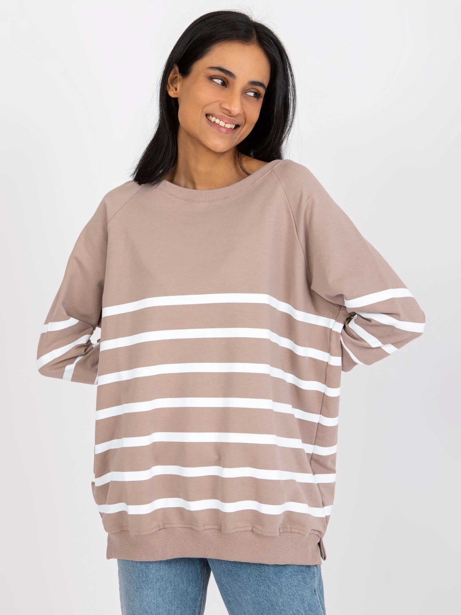 Bluza Dama Maneca 3/4, Dungi, RUE PARIS, Bej Eleganta Office - imagine 4