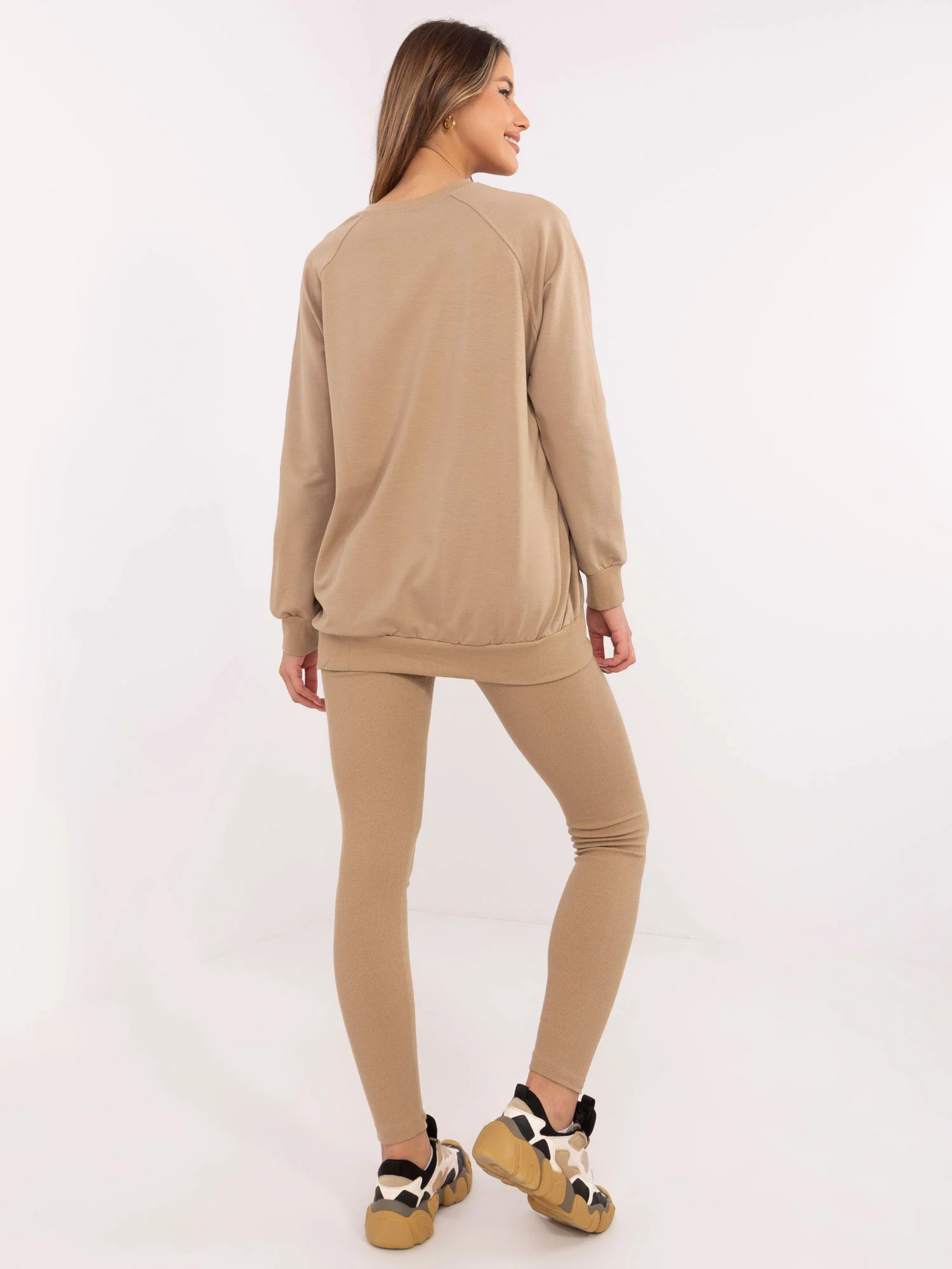 Compleu Dama Maneca lunga, Conica, My Red Lips, Bej Casual - Image 6
