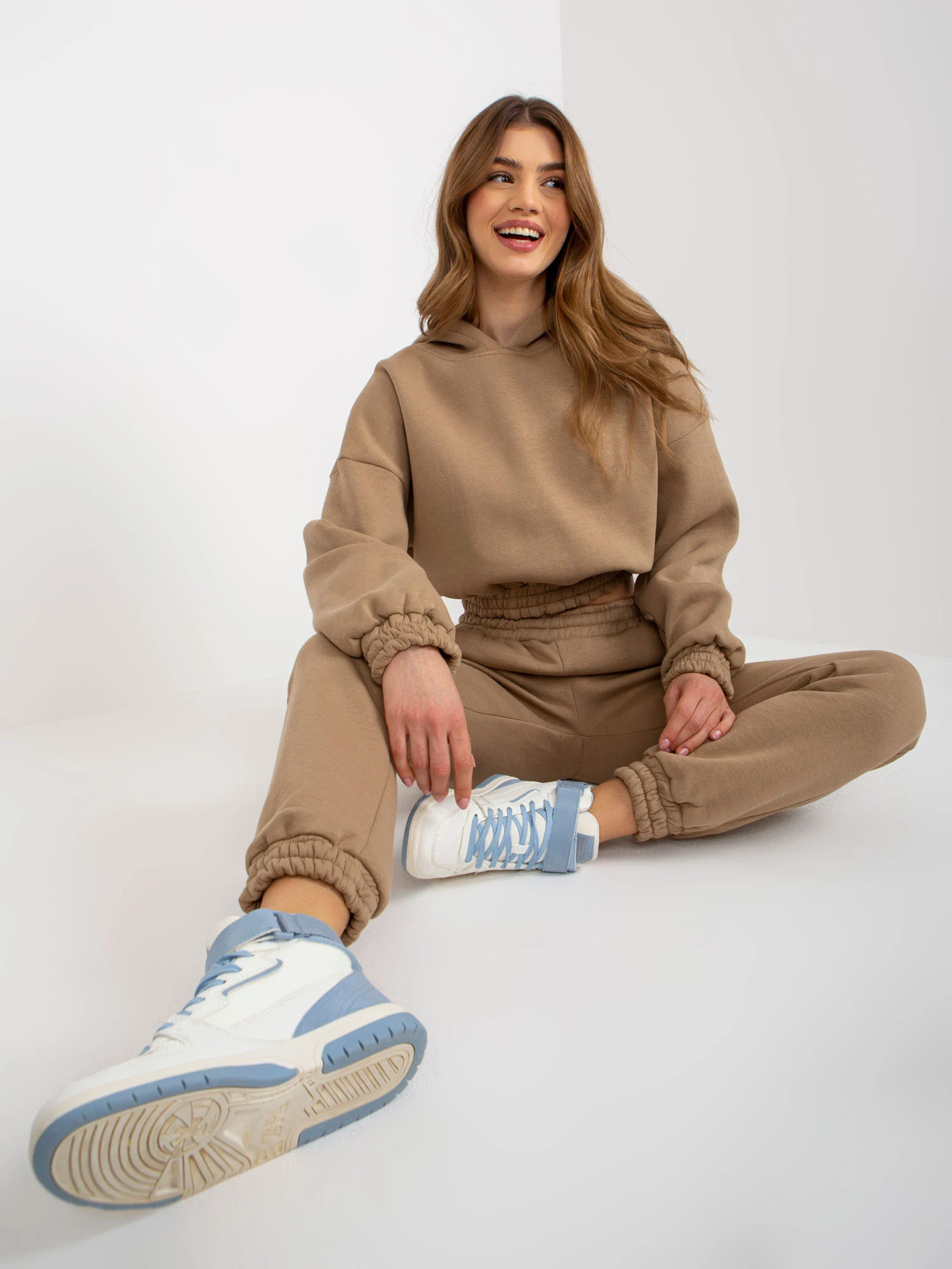 Compleu Dama Maneca lunga, Mansete elastice, ex moda, Bej Casual - imagine 5