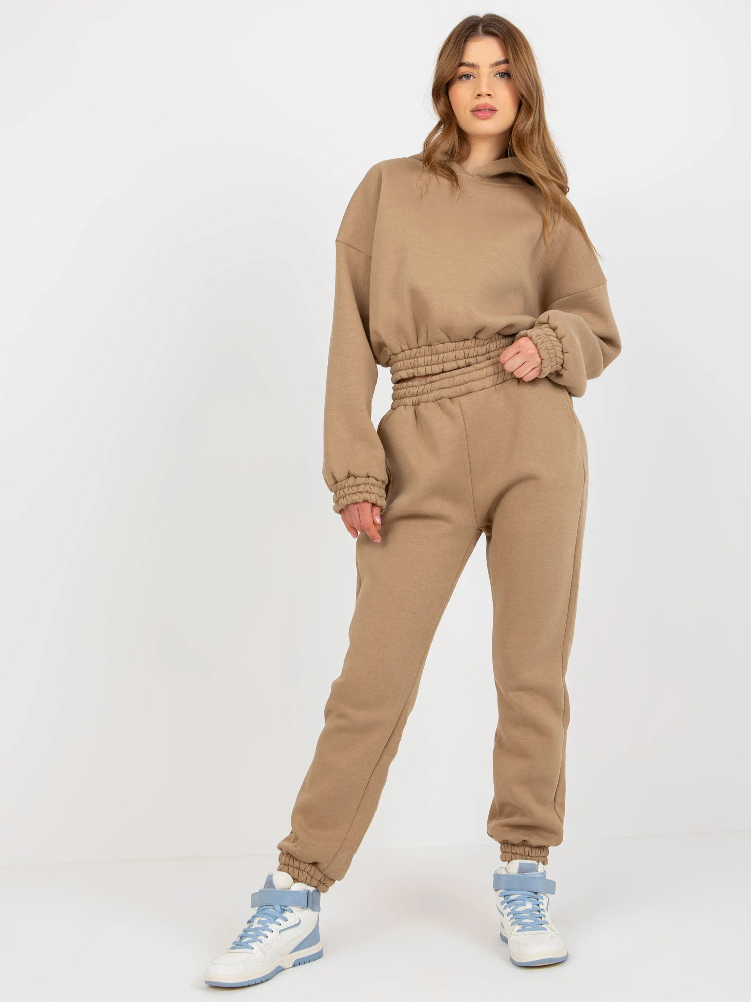 Compleu Dama Maneca lunga, Mansete elastice, ex moda, Bej Casual - imagine 2