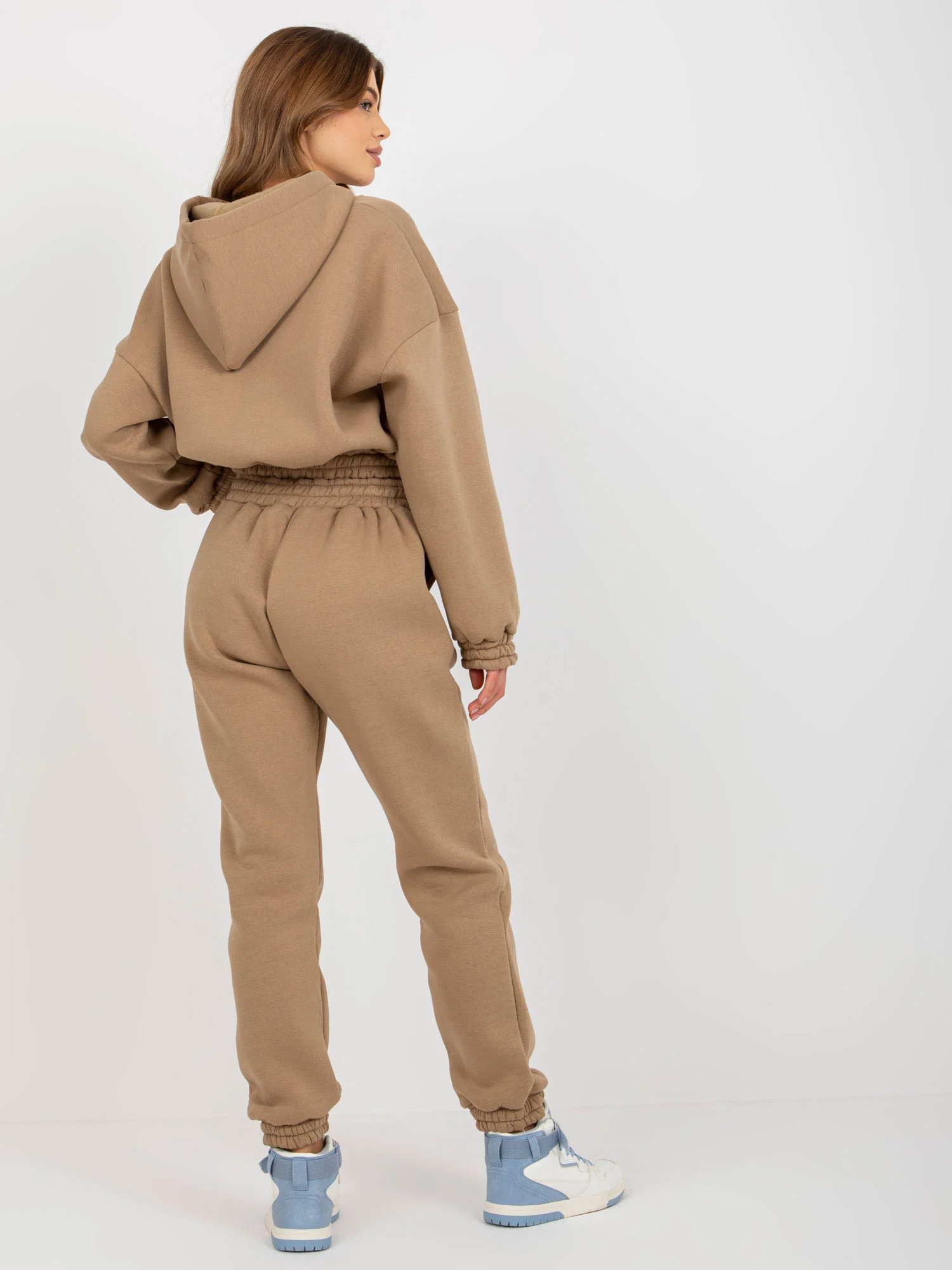 Compleu Dama Maneca lunga, Mansete elastice, ex moda, Bej Casual - imagine 6