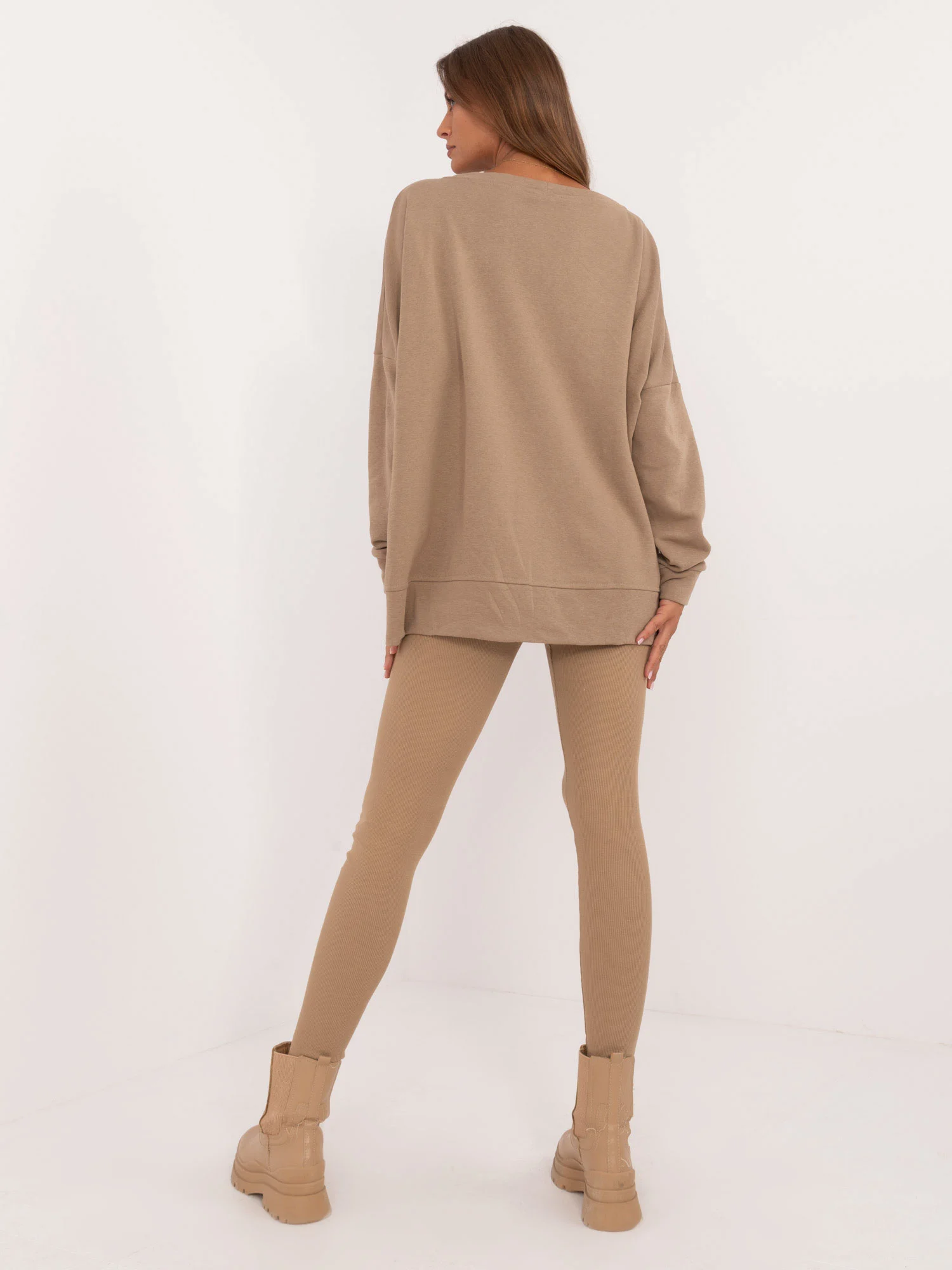 Compleu Dama Maneca lunga, Dungi, My Red Lips, Bej Casual - imagine 6